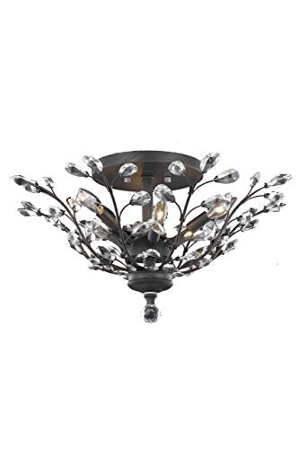 Elegant Lighting V2011F27DB-Rc Orchid 6 Light Flush Mount  Royal cut crystals - Dark Bronze