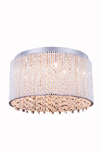 Elegant Lighting Influx Ten Light Flush Mount Ceiling Fixture, Silver, Model V2092F16C/RC