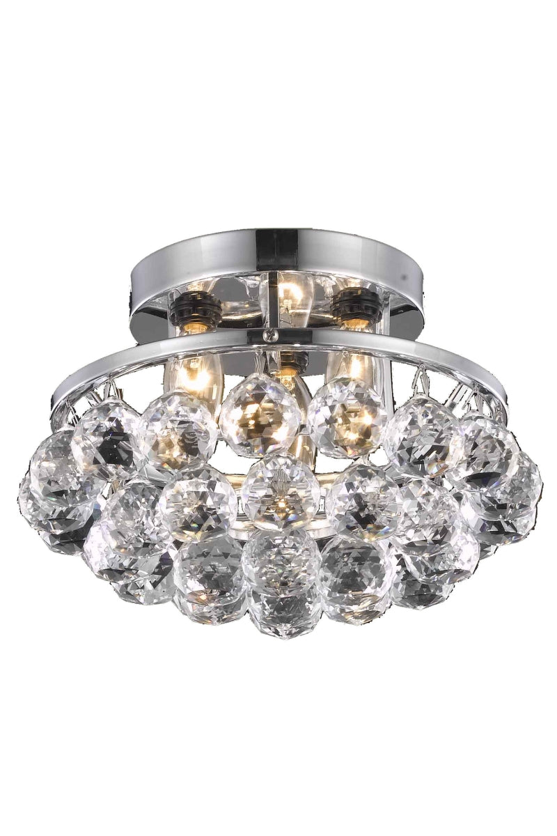 Elegant Lighting 9805F10C/Rc Corona Collection 3-Light Flush Mount With Royal Cut Crystals, Chrome Finish