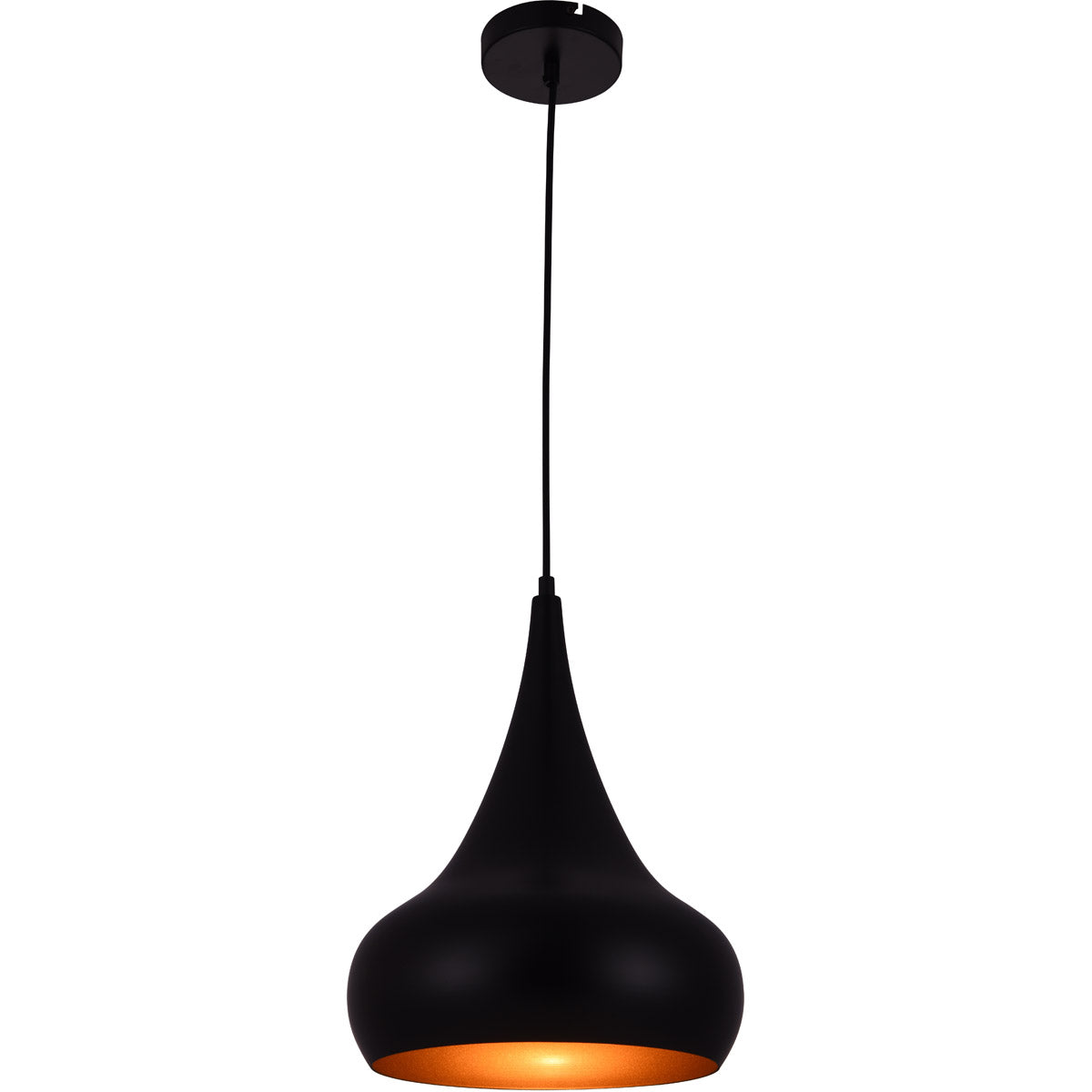 Elegant Lighting Pendant Light, Black Aluminum, 11.5in Diameter, 15in Height, Model LDPD2047