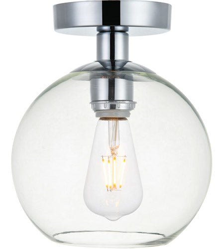 Living District Baxter 1-Light Metal & Glass Flush Mount In Chrome/Clear