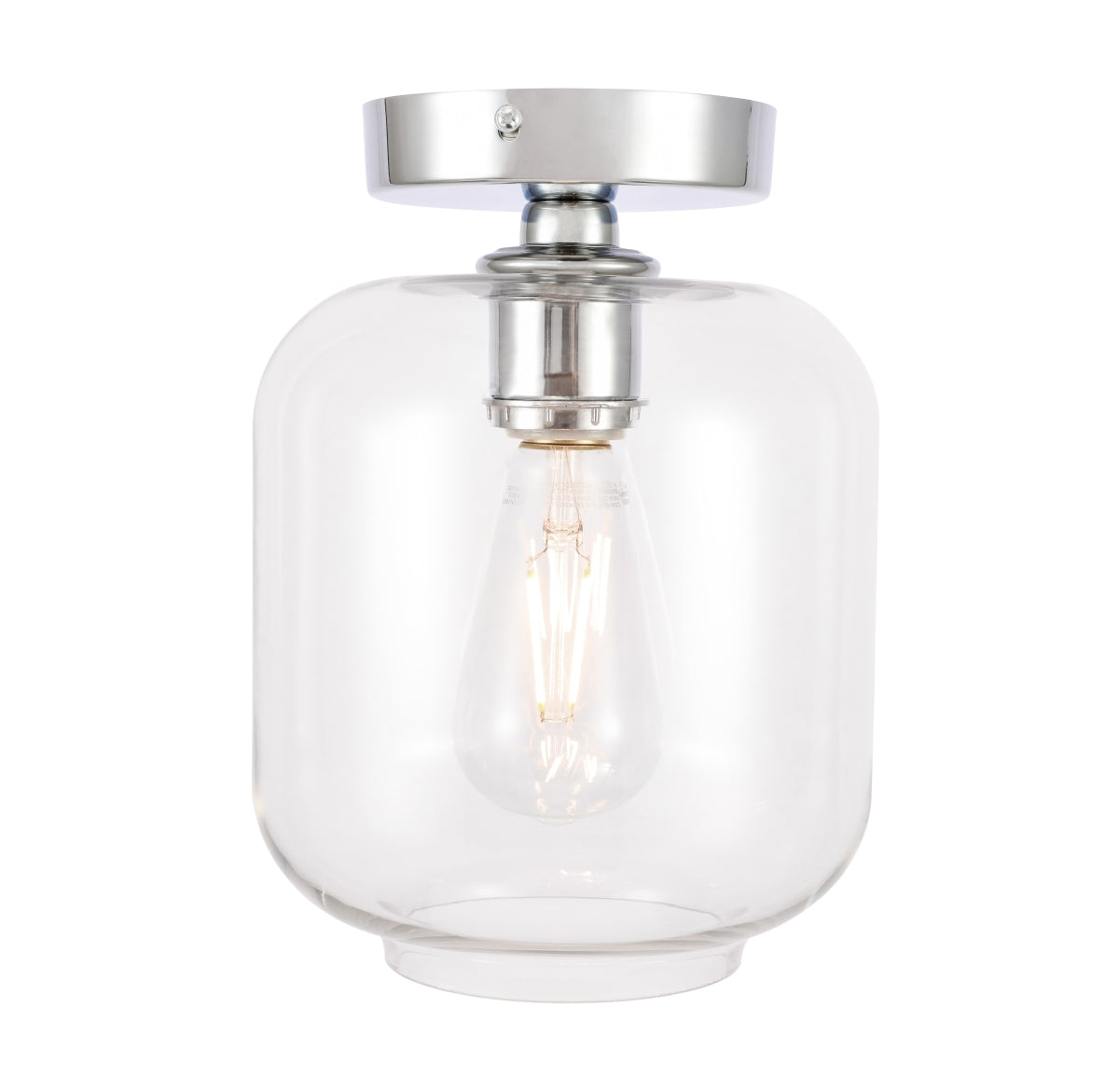Living District Flush Mount Light, Chrome and Clear Glass, 7.3inL x 7.3inW x 10inH, Model LD2270C