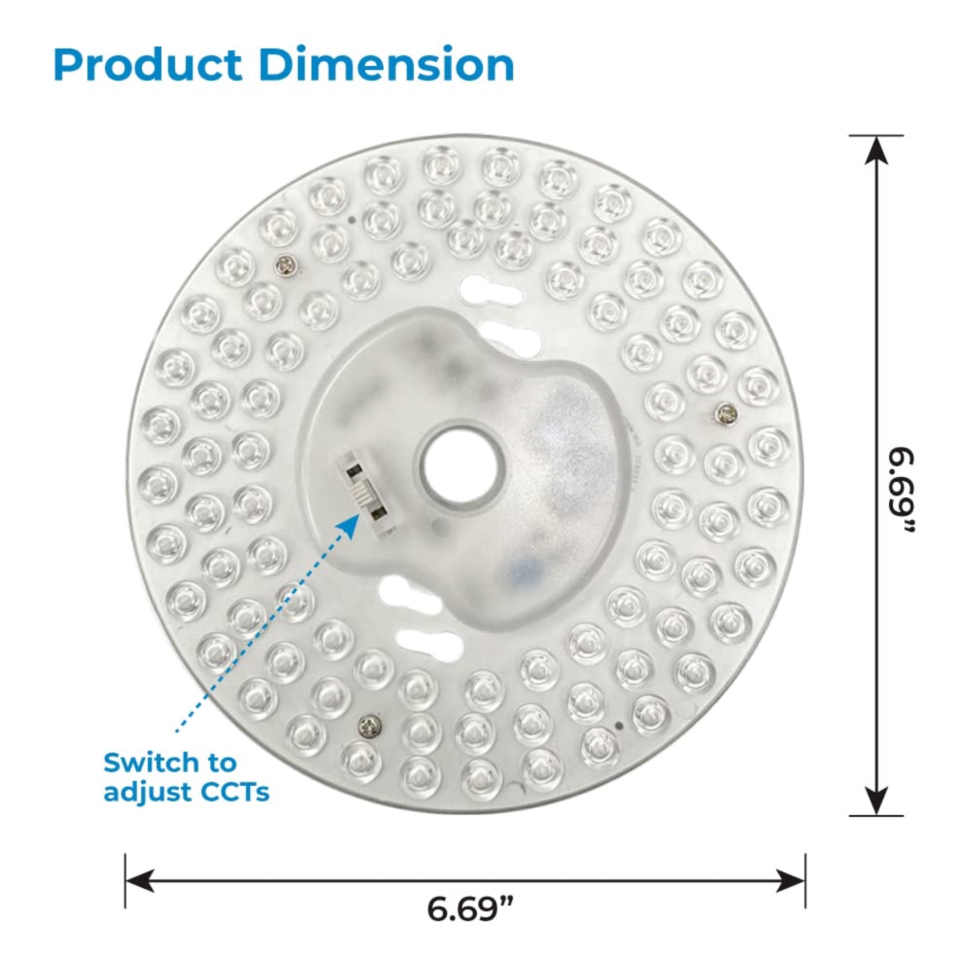 Euri Lighting Dimmable LED Light Engine, 20W, 6.69in, Aluminum, 3000K/4000K/5000K, Model EMP-2000cec-