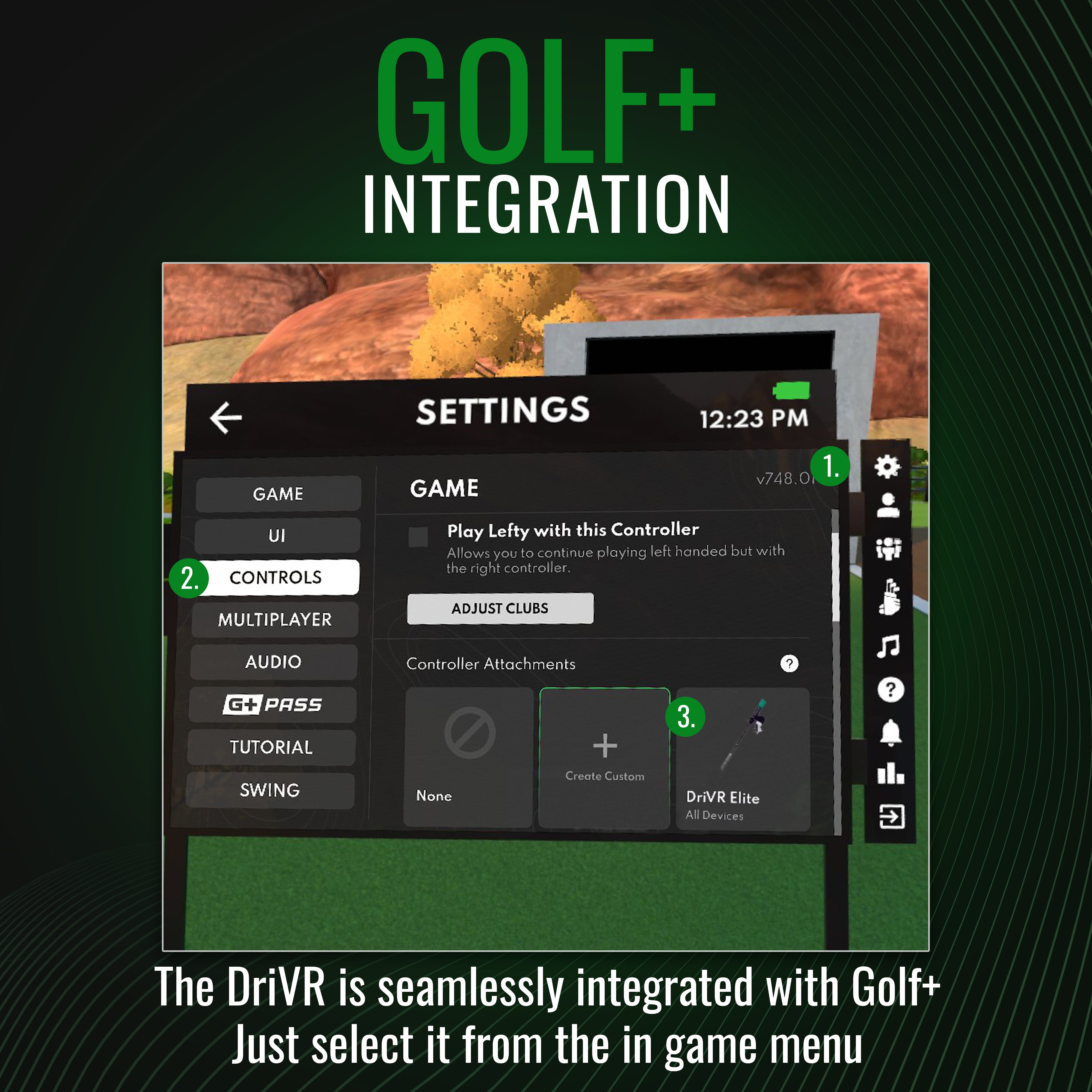 DriVR Elite Chrome - Stepped Steel Weighted Golf Club  - Compatible with Quest 2, 3/3s, and Pro