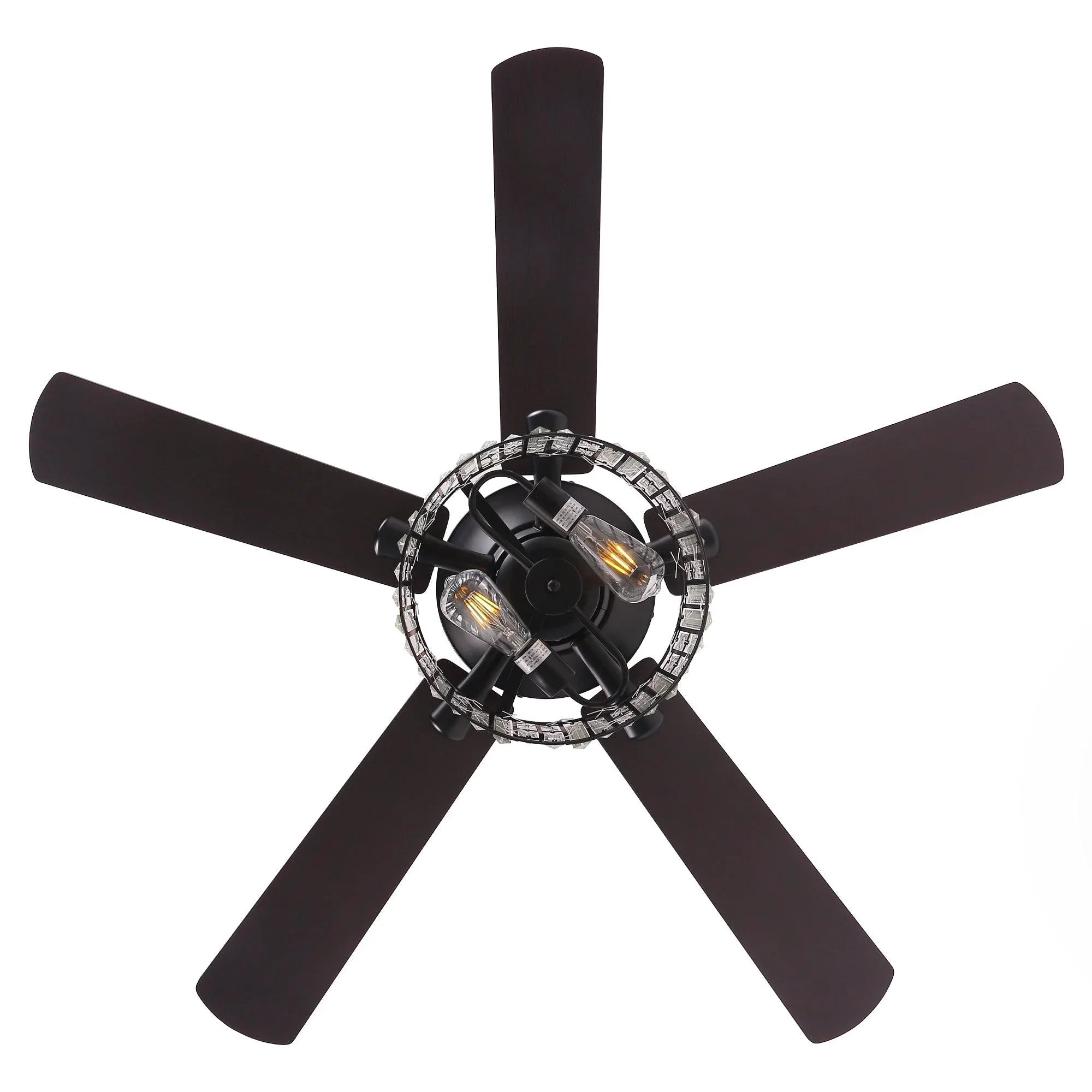 52" Dicken Modern Downrod Mount Reversible Crystal Ceiling Fan with Lighting