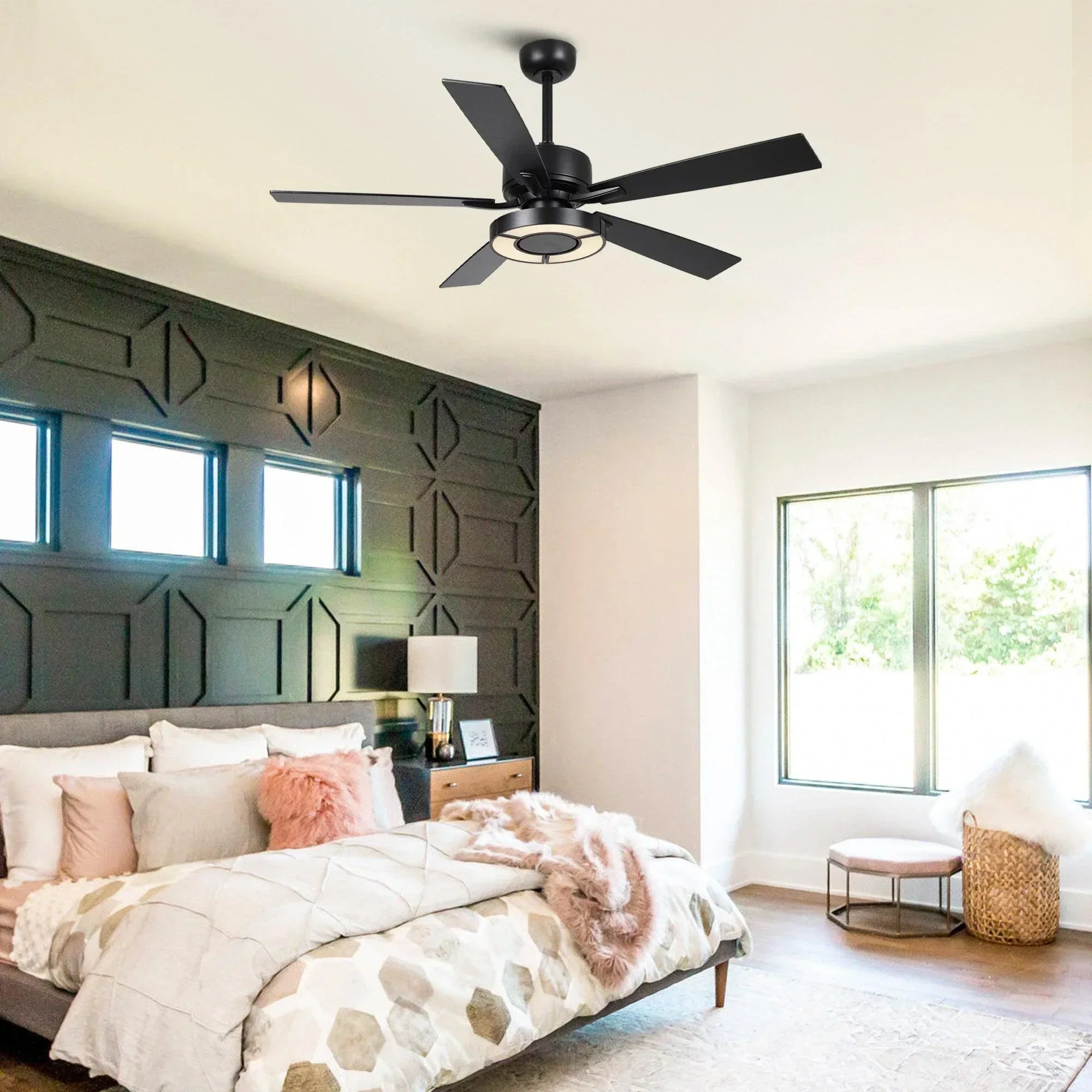 52" Vendome Industrial Downrod Mount Reversible Ceiling Fan with Lighting and Remote Control