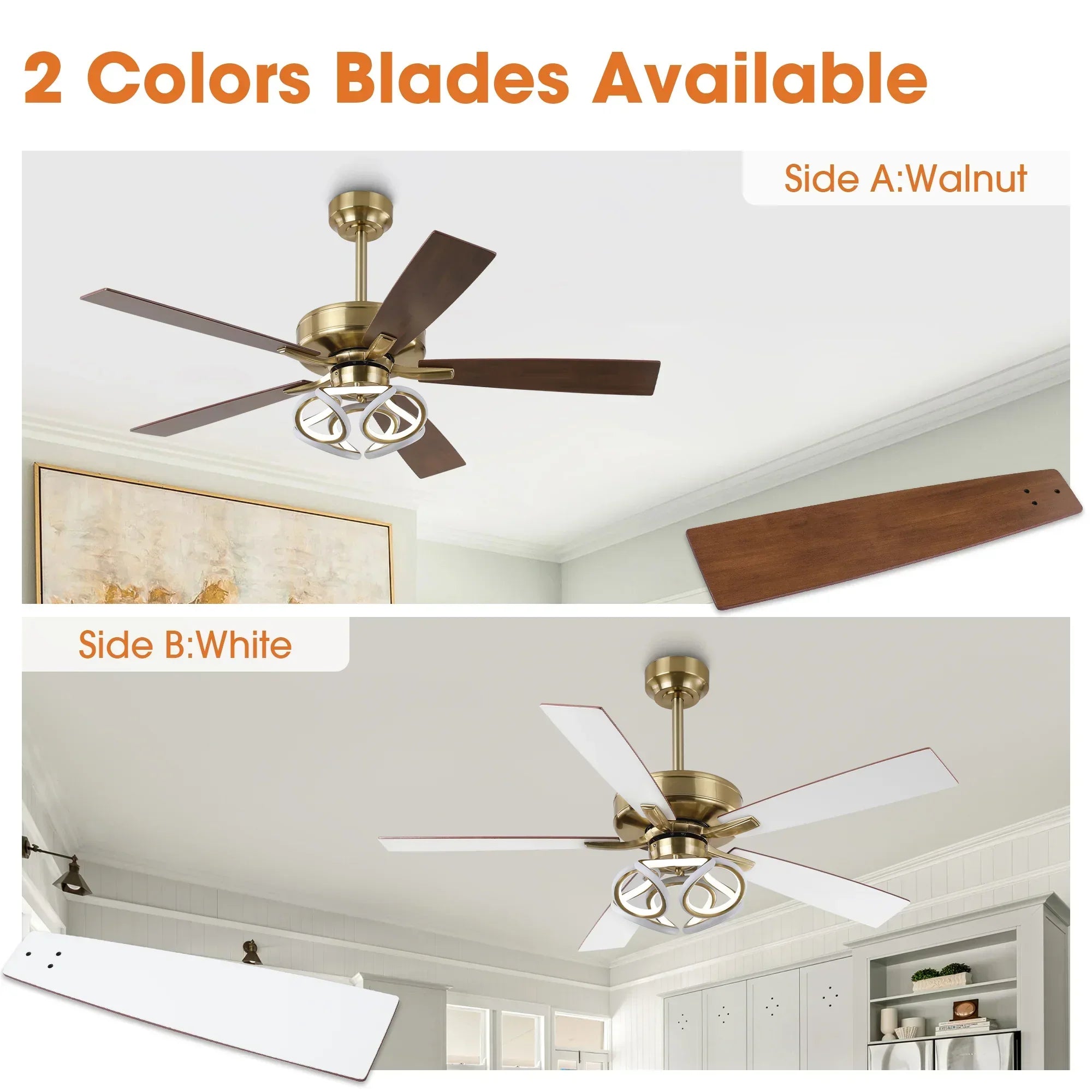 52 Inch Boyd Antique-bronze Golden Downrod Mount RGB LED Smart Fan