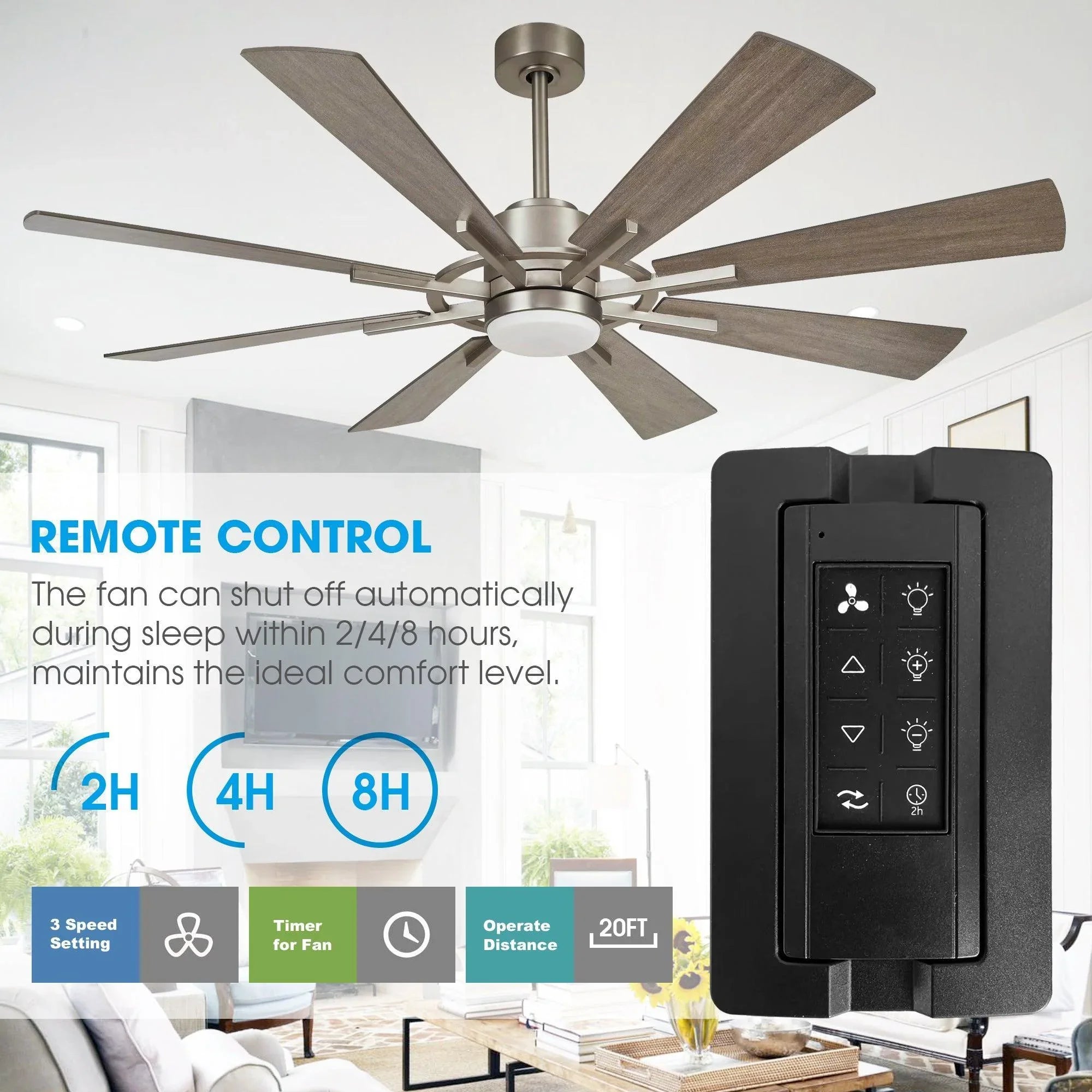 60" Oretha Windmill 8 Blade Led Indoor Oil Rubbed Bronze Ceiling Fan with Remote And Light Kit Included