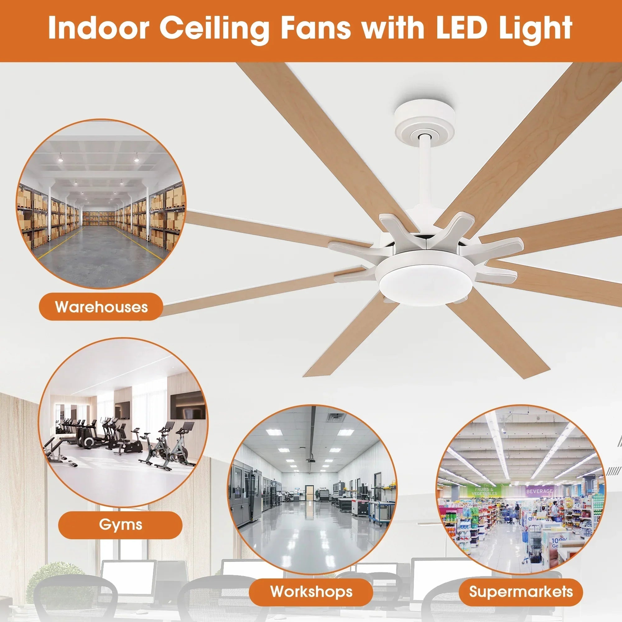 65 Inch Teresa Modern Double-sided Blades Ceiling Fan with Remote Control and LED Light