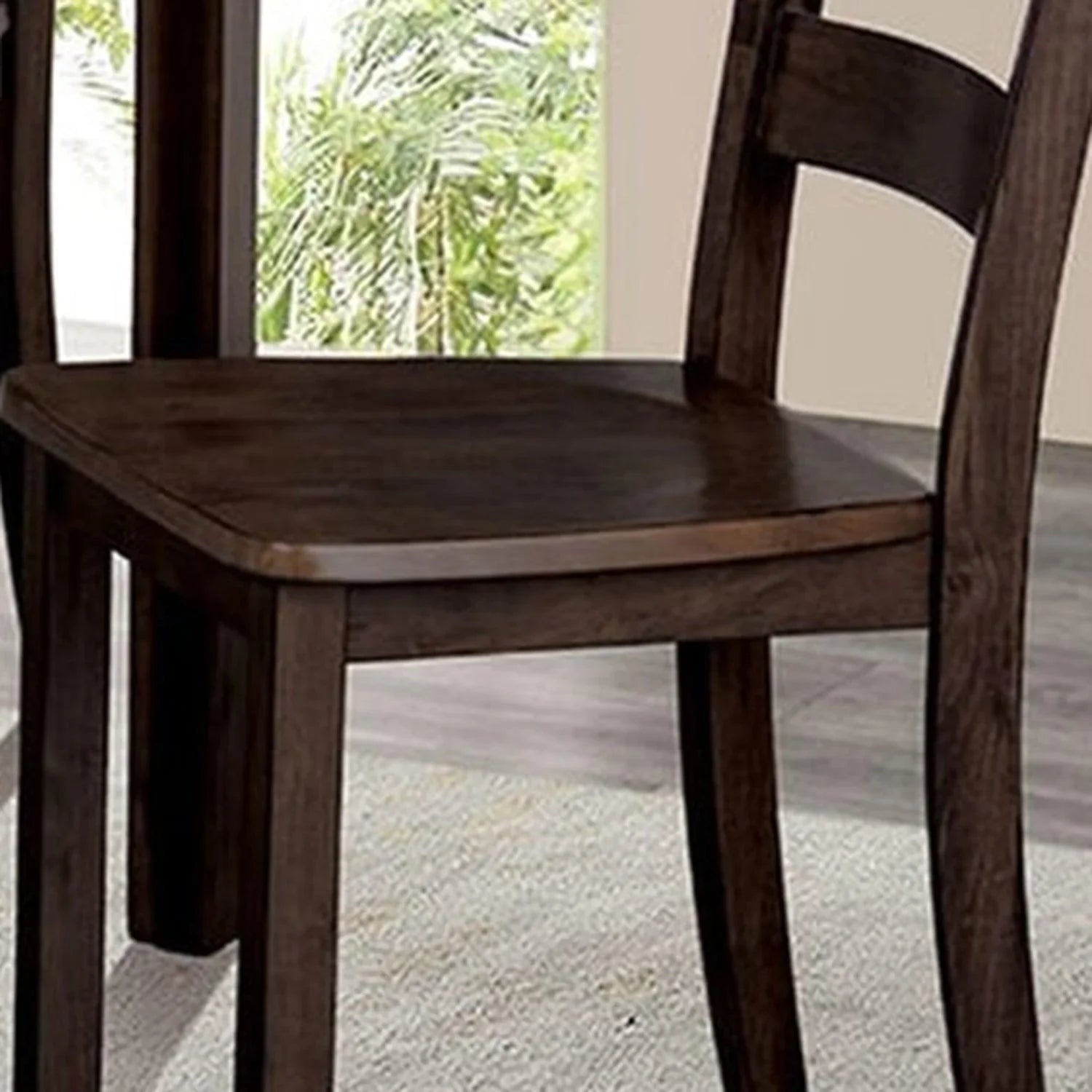 30"H Solid Rubberwood 5-Piece Dining Table Set with Slat Back Chairs