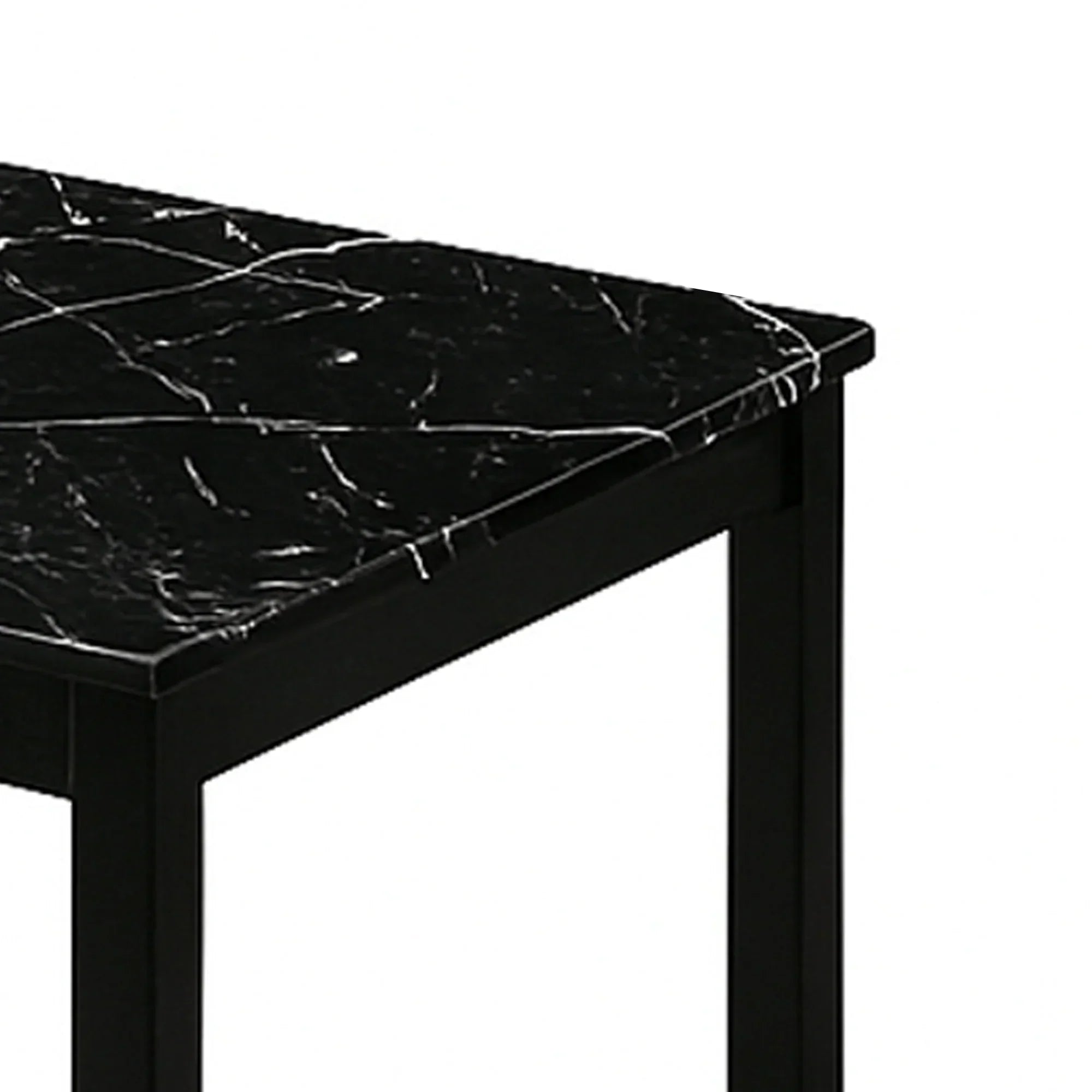 Findlay 3-Piece 47.5 in. Rectangle Faux Marble Top Coffee Table Set with Solid Wood Legs
