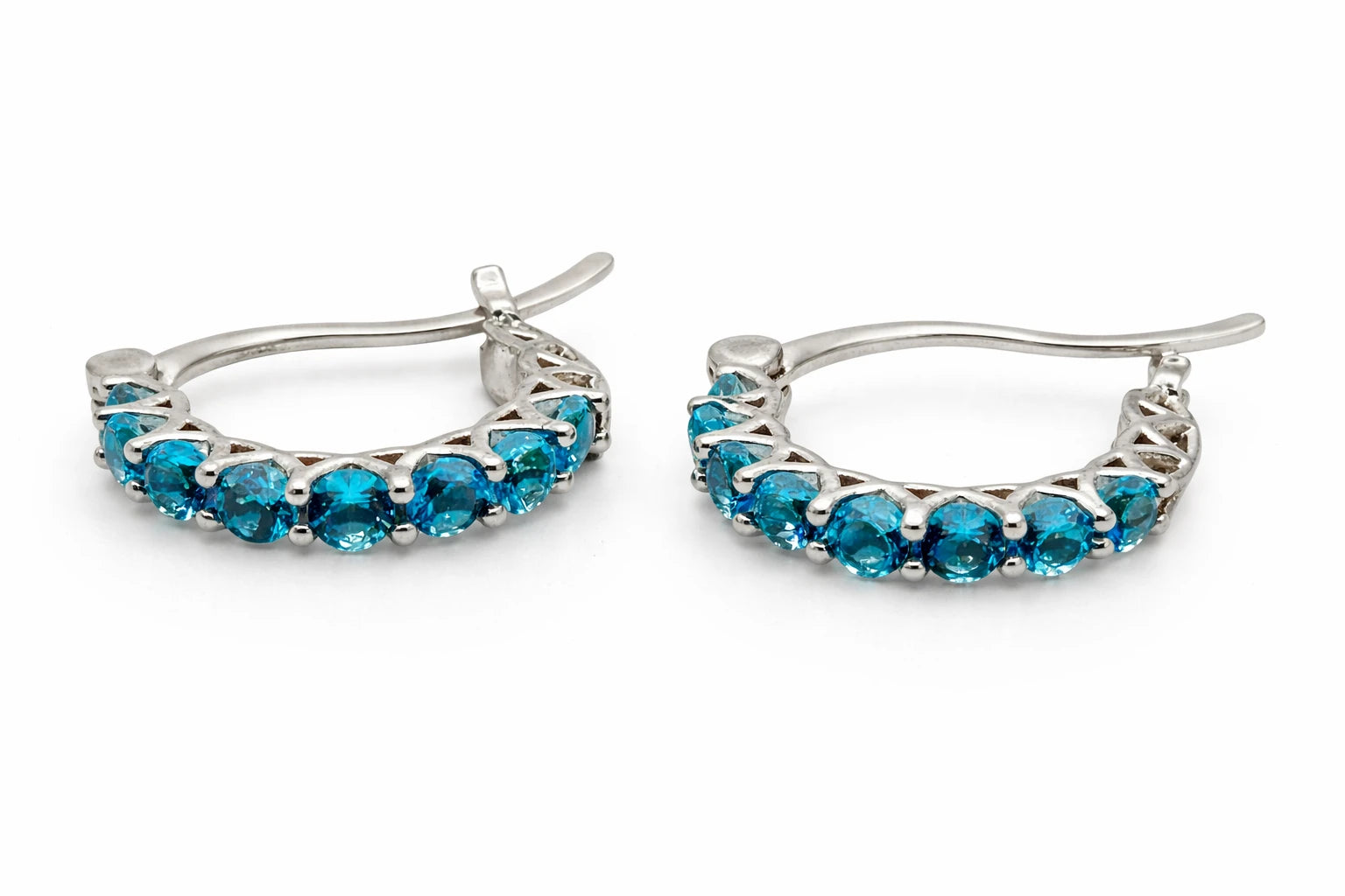 Fashion Hoop Earrings with Blue Topaz – Elegant Zirconia Accessories