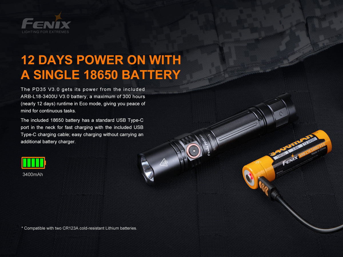 fenix fd flashlights Fenix PD35 V3.0 Flashlight Black (1700 lumens)