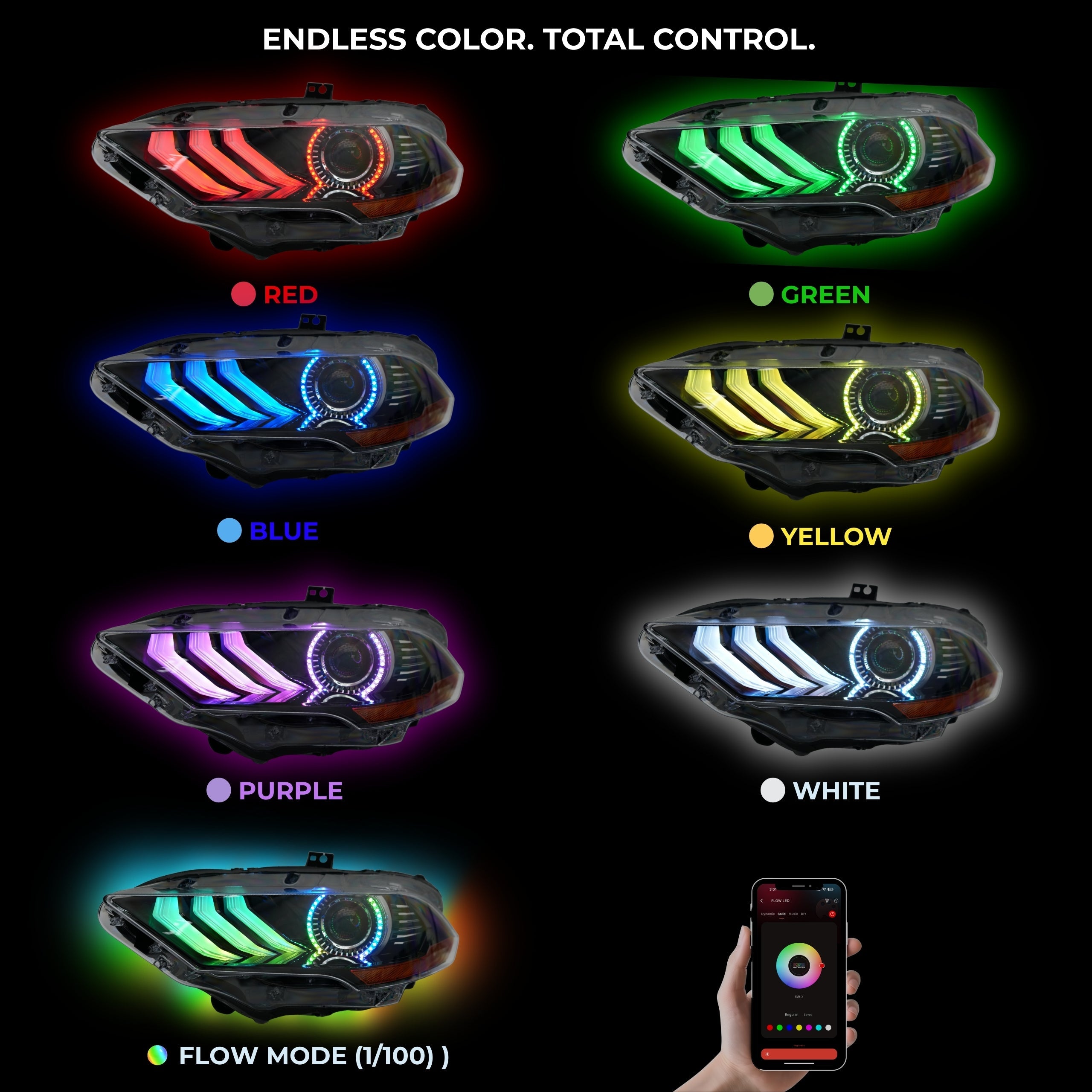 Ford Mustang Multicolor Flow Series DRL Boards (2018-2023)