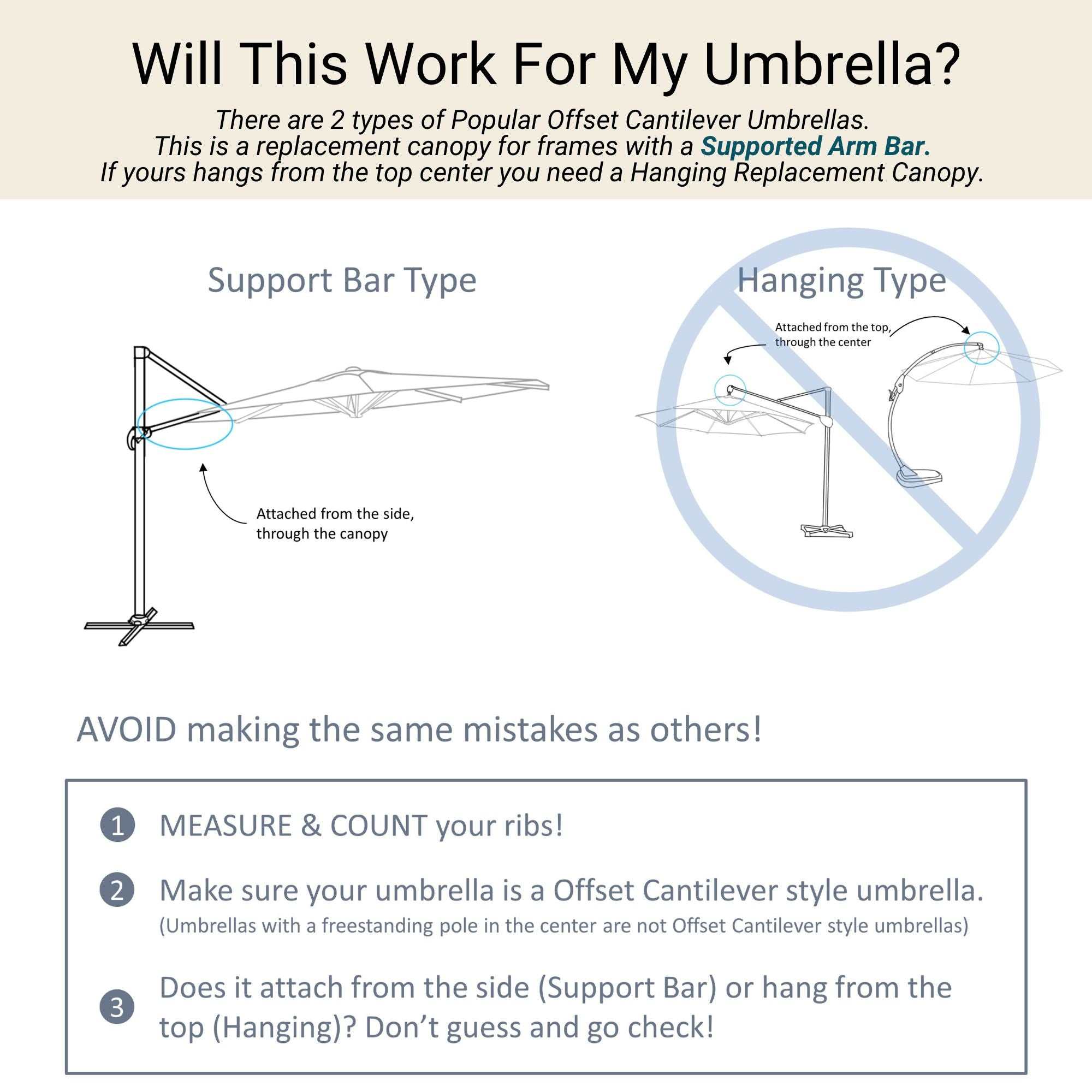11 ft Cantilever Umbrella Replacement Canopy Supported Bar 8 Ribs Capri Blue Olefin Fabric