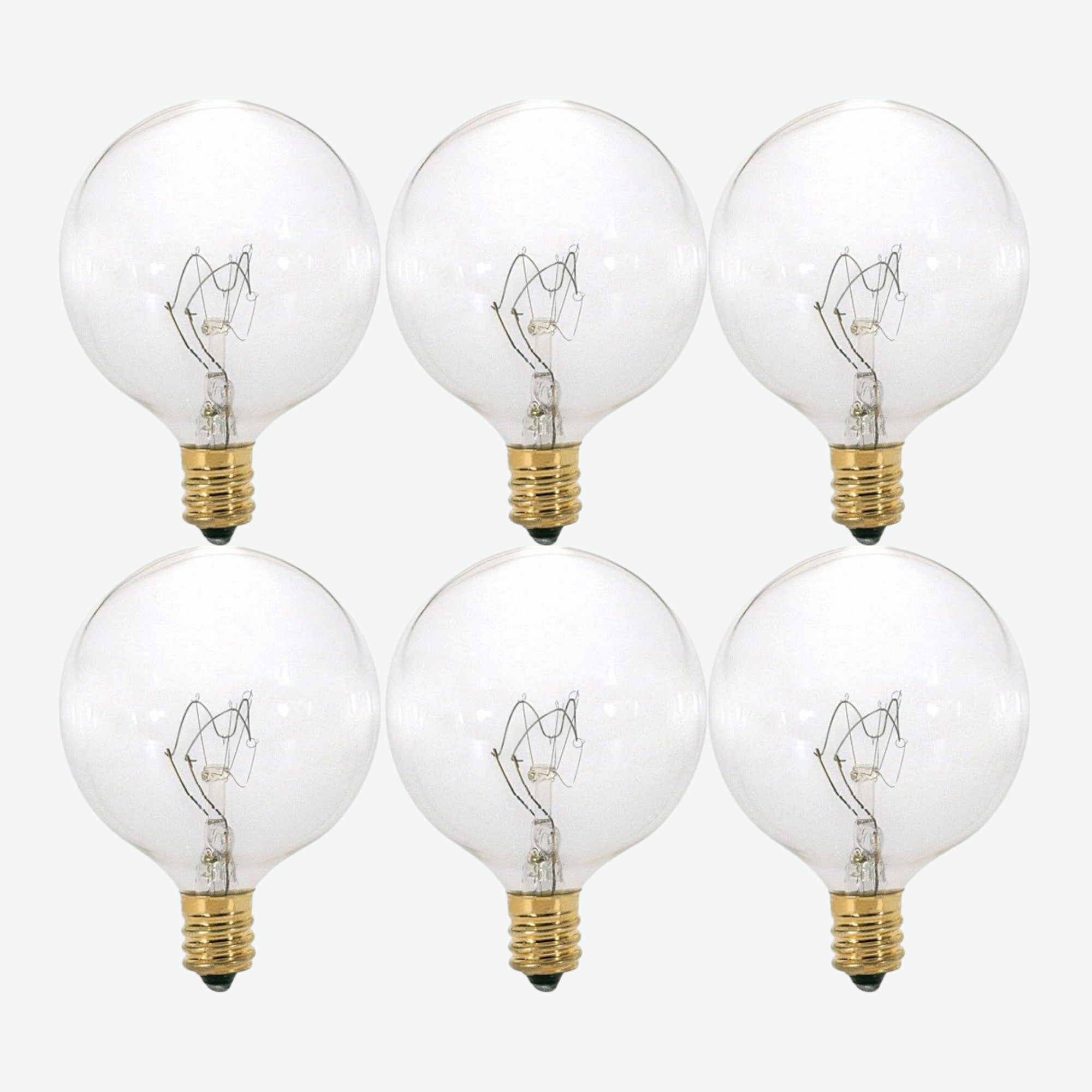 Foundation™ 40-Watt Full Spectrum Incandescent Dimmable Light Bulb - 3000K Soft White, E12 Candelabra Base, Globe - 6-Pack