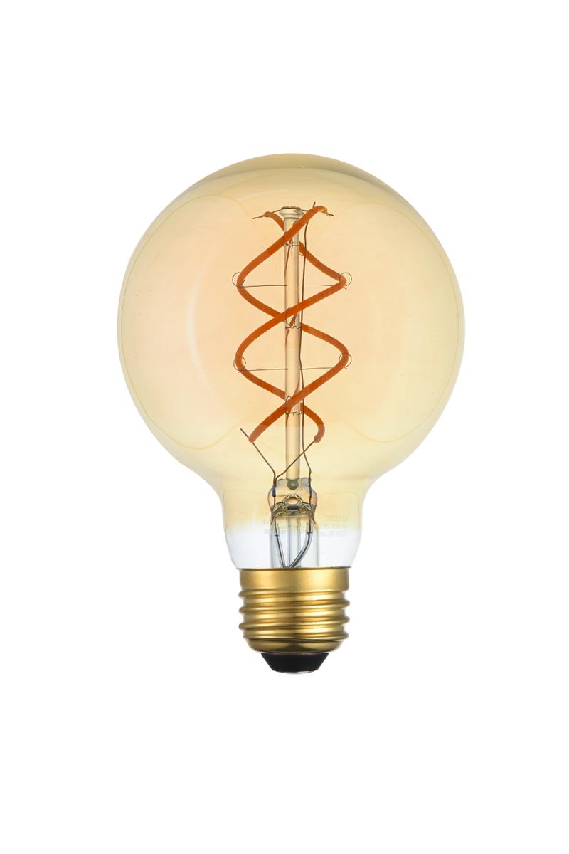 Elegant Lighting Edris 6W LED Vertical Helix Glass Light Bulb Set of 6, Amber, Model G25LED302-6PK