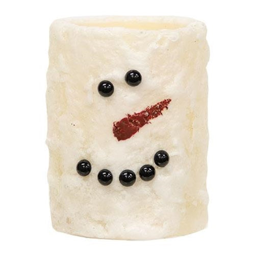 Snowman Face LED Pillar, 4&quot;
