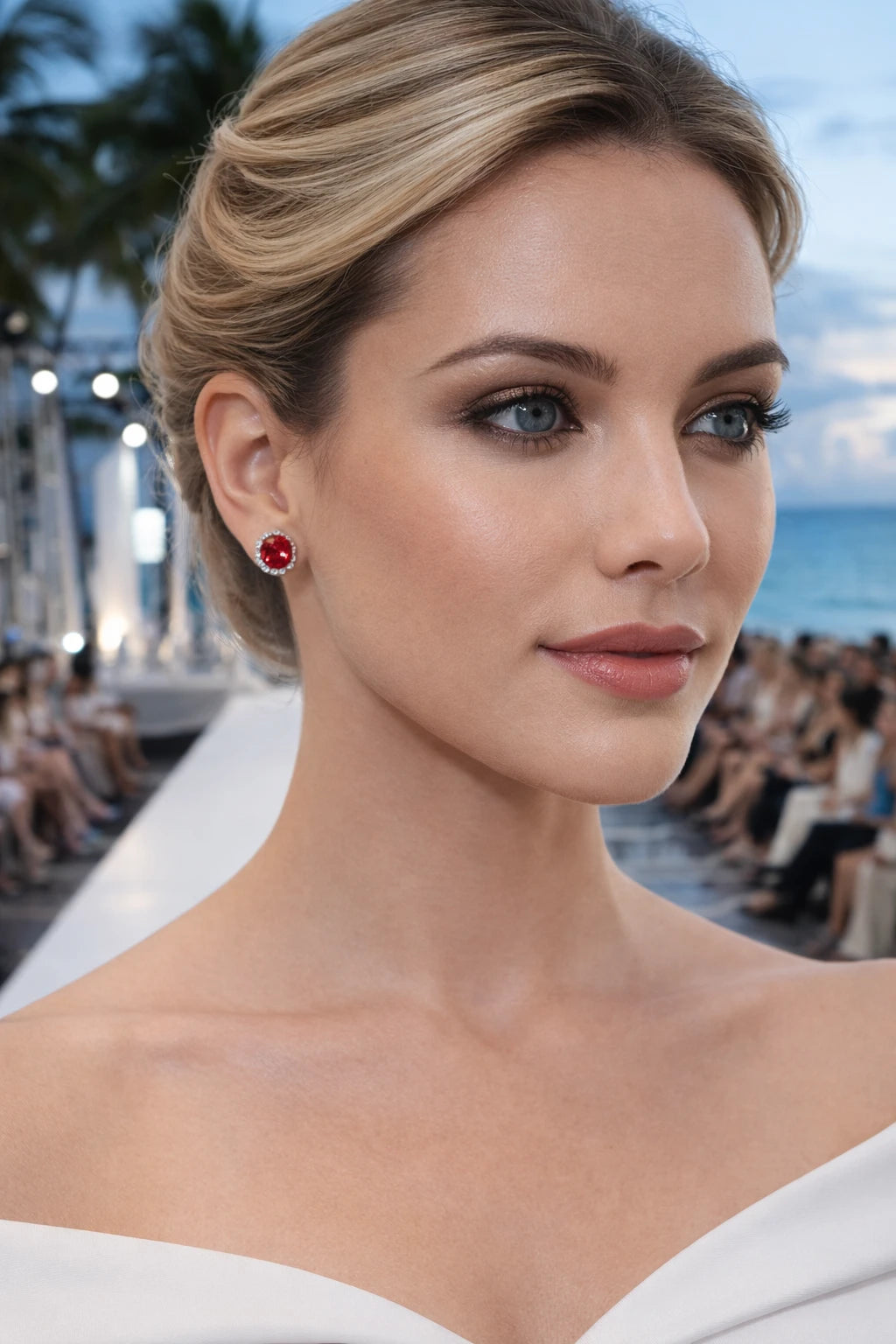 Genuine 925 sterling silver earrings – Chic Floral Zircon Accented