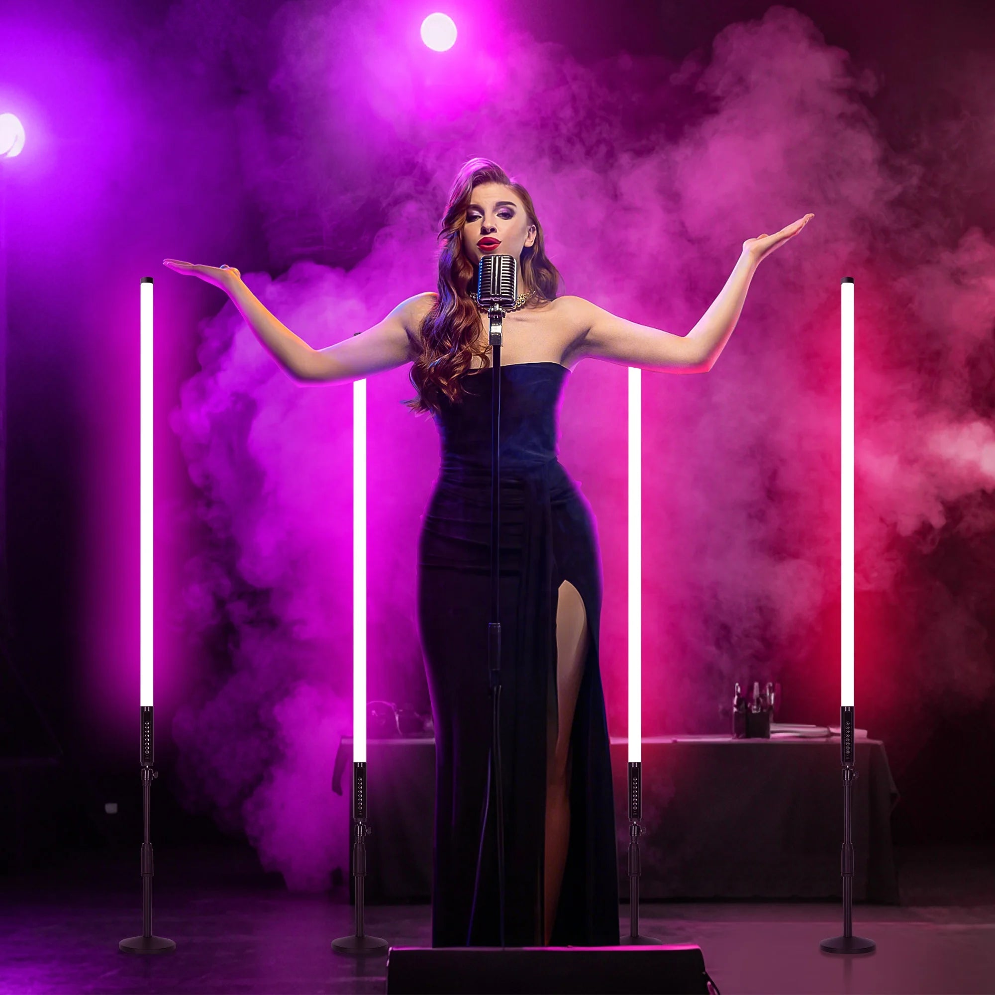 Dropshipping USA DDP Delivery 4Pack TL-130Plus T8 T10 T12 Qutdoor Rgb Tube Light Stick Stand Color Led Video Studio Booth Light