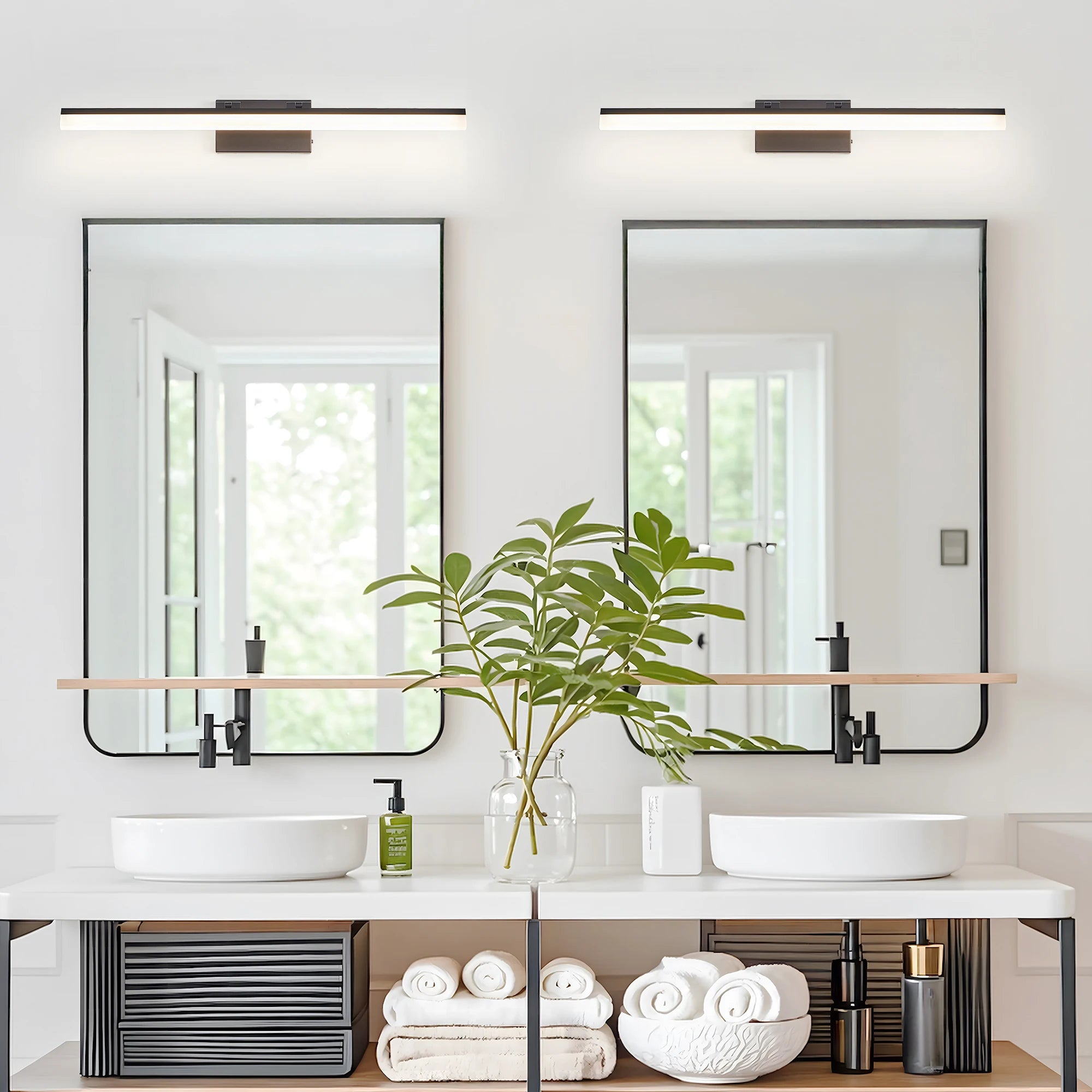 Ship in USA,43 Inch Modern LED Bathroom Vanity Light,Sleek Black Metal Wall Light for Mirror, Dressing Room or Sink Area