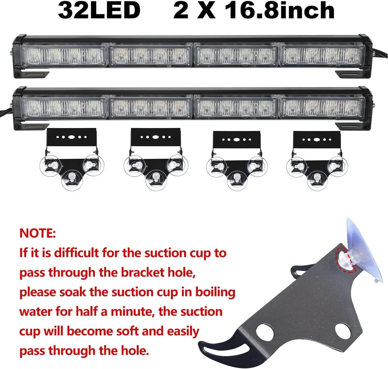 16.8-Inch Light Bar 32LED 26 Flash Patterns Emergency Flashing Traffic Advisor for Interior Safety New Condition Amber/Green