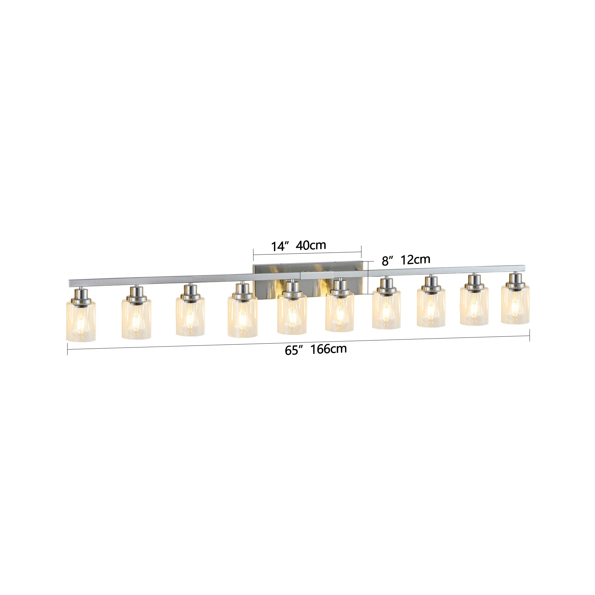 10 Light Bathroom Light Fixtures, Bathroom Vanity Light with Clear Glass, Brushed Nickel Bathroom Lighting Fixtures Over Mirror