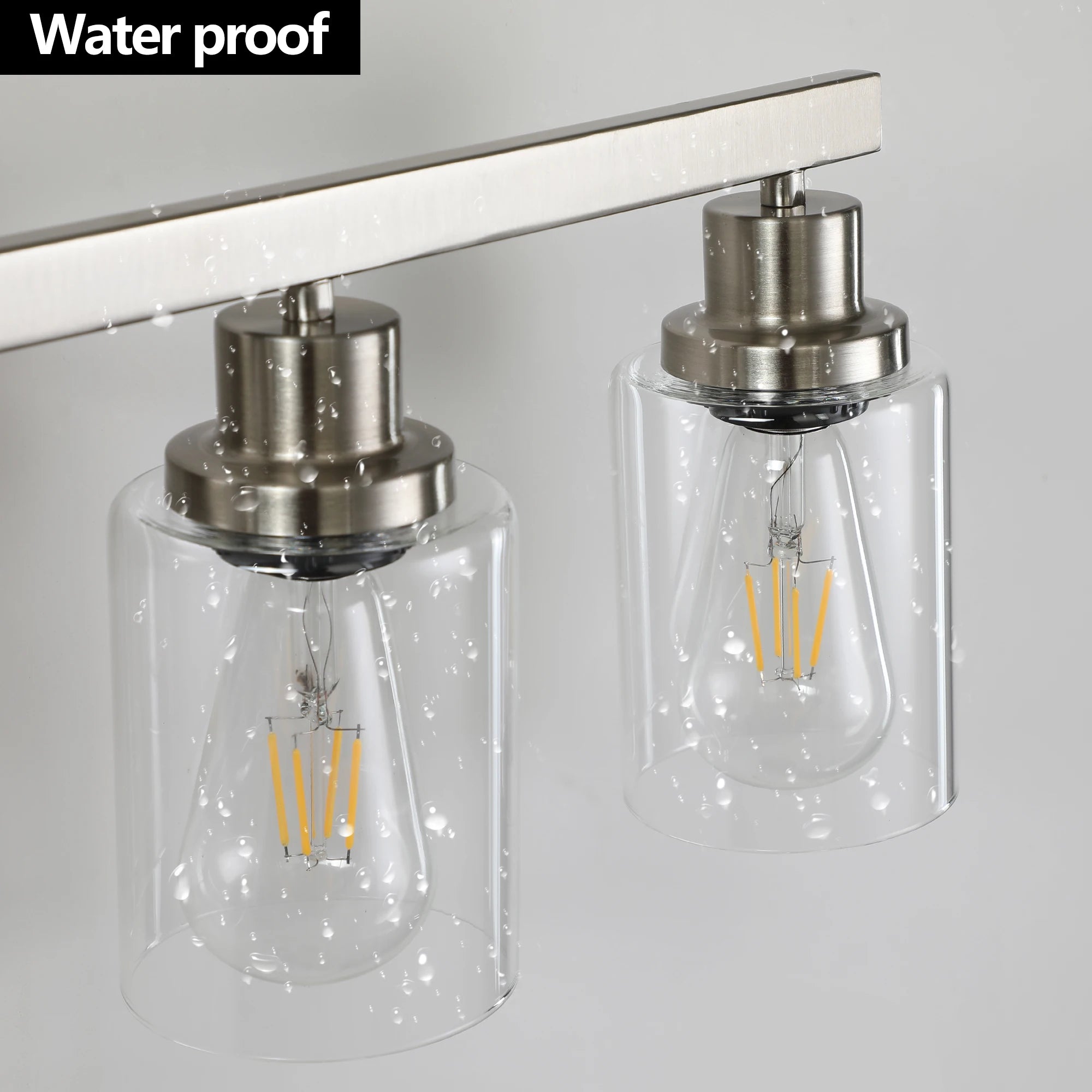 10 Light Bathroom Light Fixtures, Bathroom Vanity Light with Clear Glass, Brushed Nickel Bathroom Lighting Fixtures Over Mirror