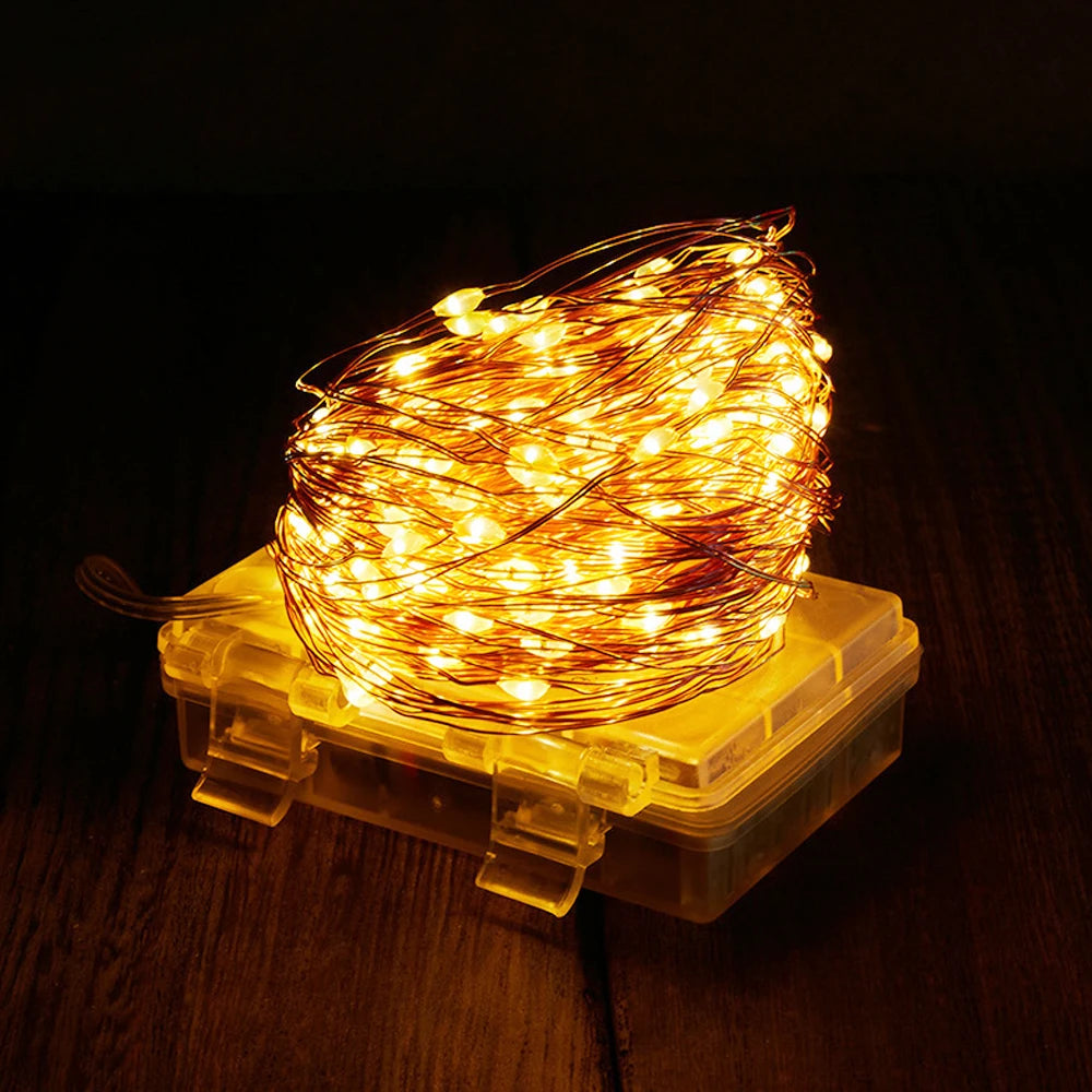 DC4.5V LED Copper Wire Lamp Remote Control 8 Flashing Mode Battery Box Copper Wire String Lights Christmas Decoration Lights