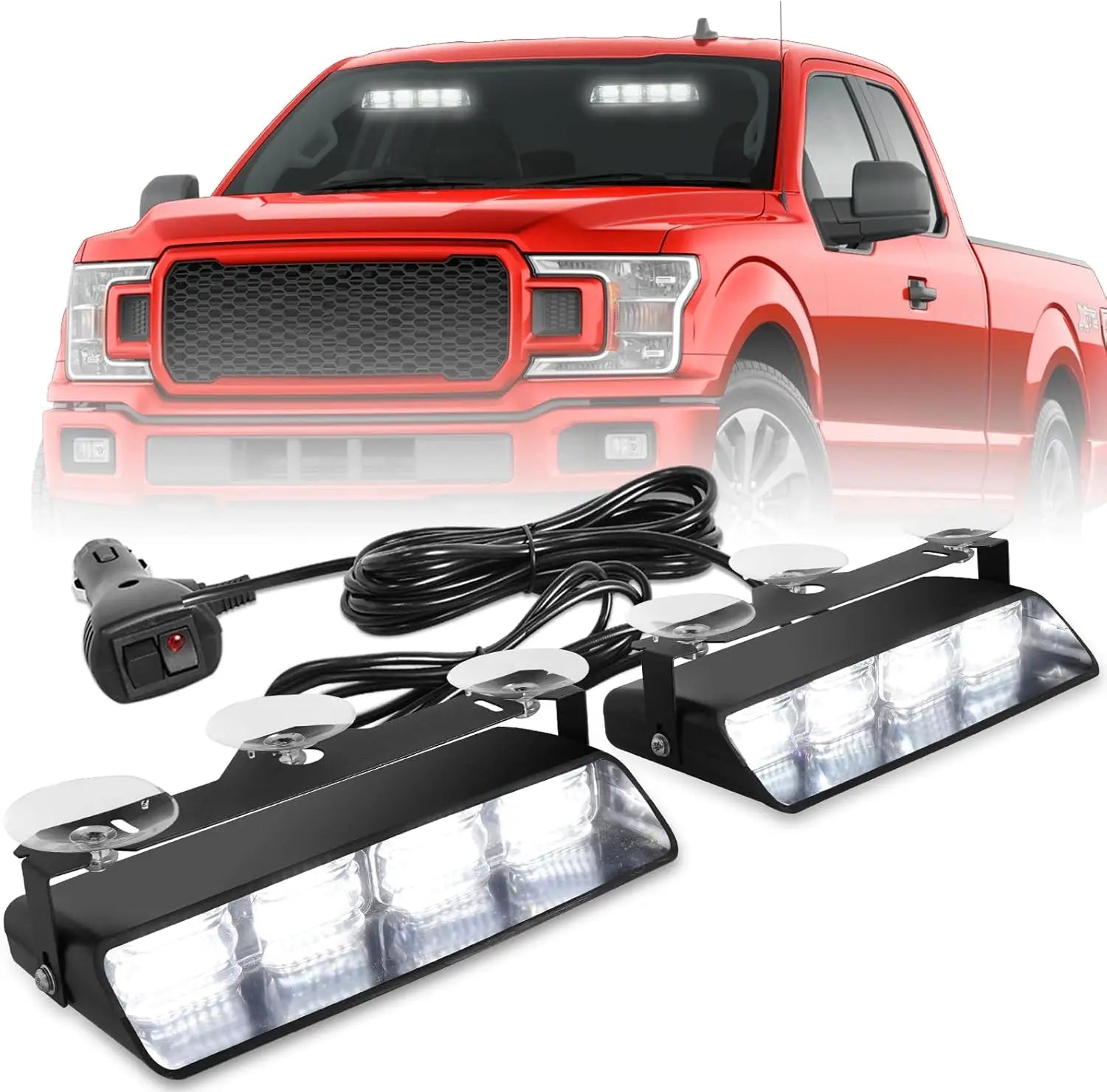 2x8.5 Inch 48LED Emergency Dash Strobe Lights Amber Safety Flashing Warning Lights for Trucks Construction Vehicles