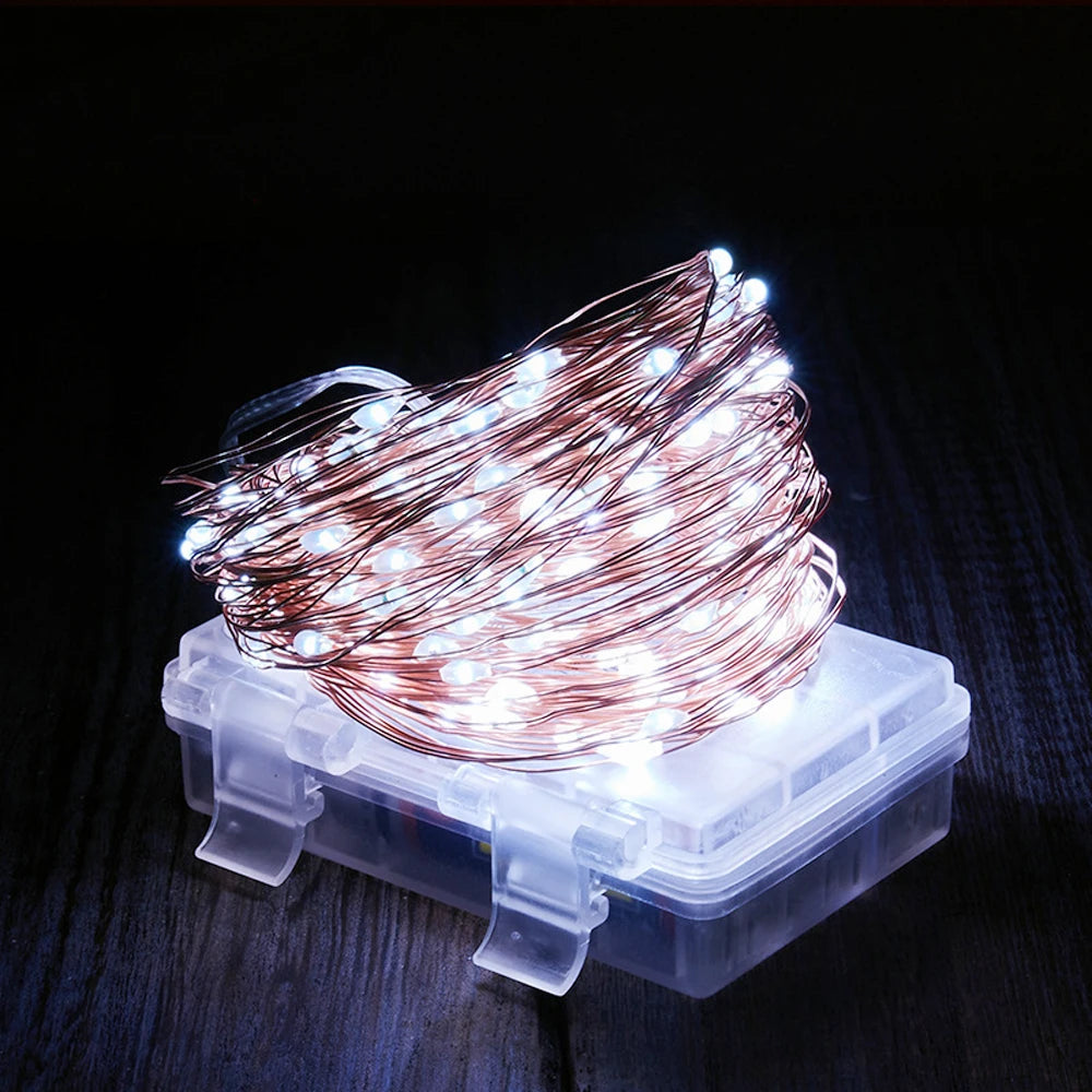 DC4.5V LED Copper Wire Lamp Remote Control 8 Flashing Mode Battery Box Copper Wire String Lights Christmas Decoration Lights