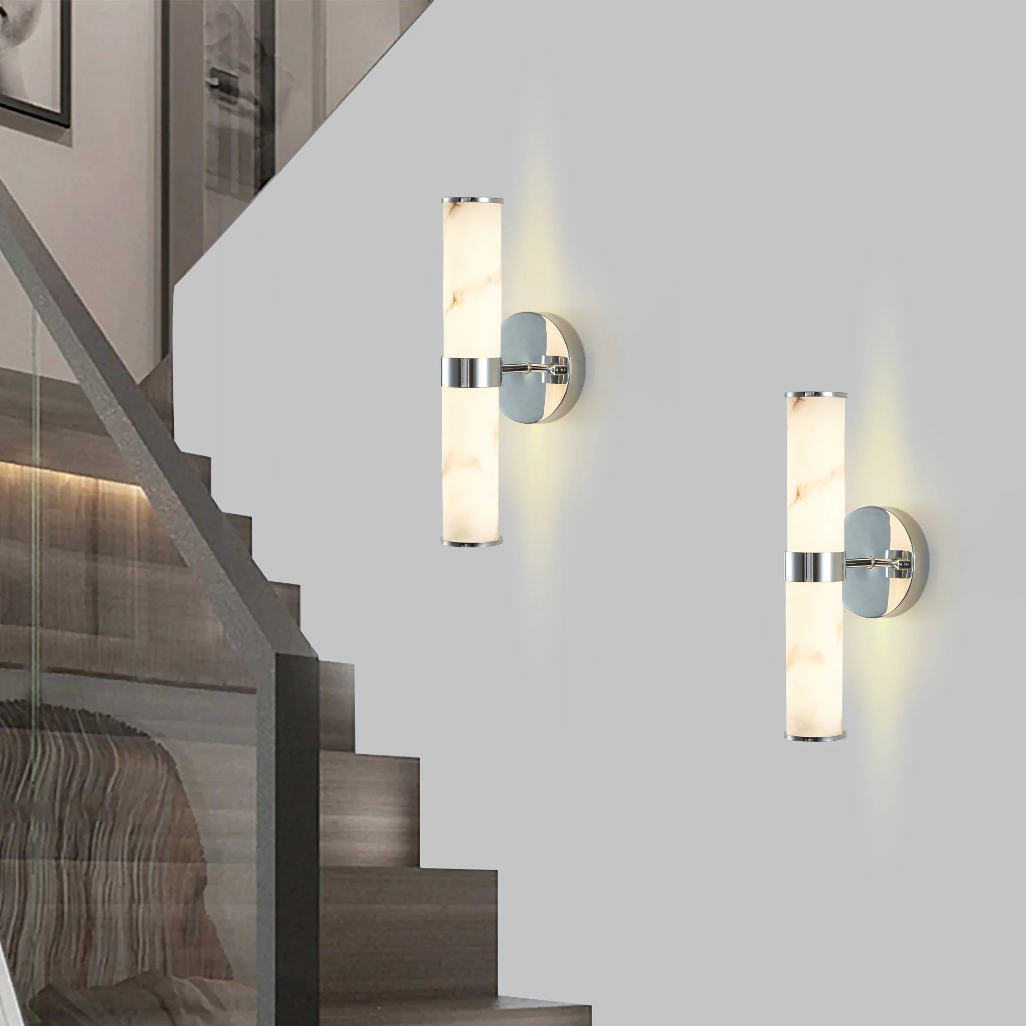 Ship From USA,Resin Marble Texture Wall Light with  Metal Frame,Set of 2,Elegant Lighting Fixtures (Only Indoor)