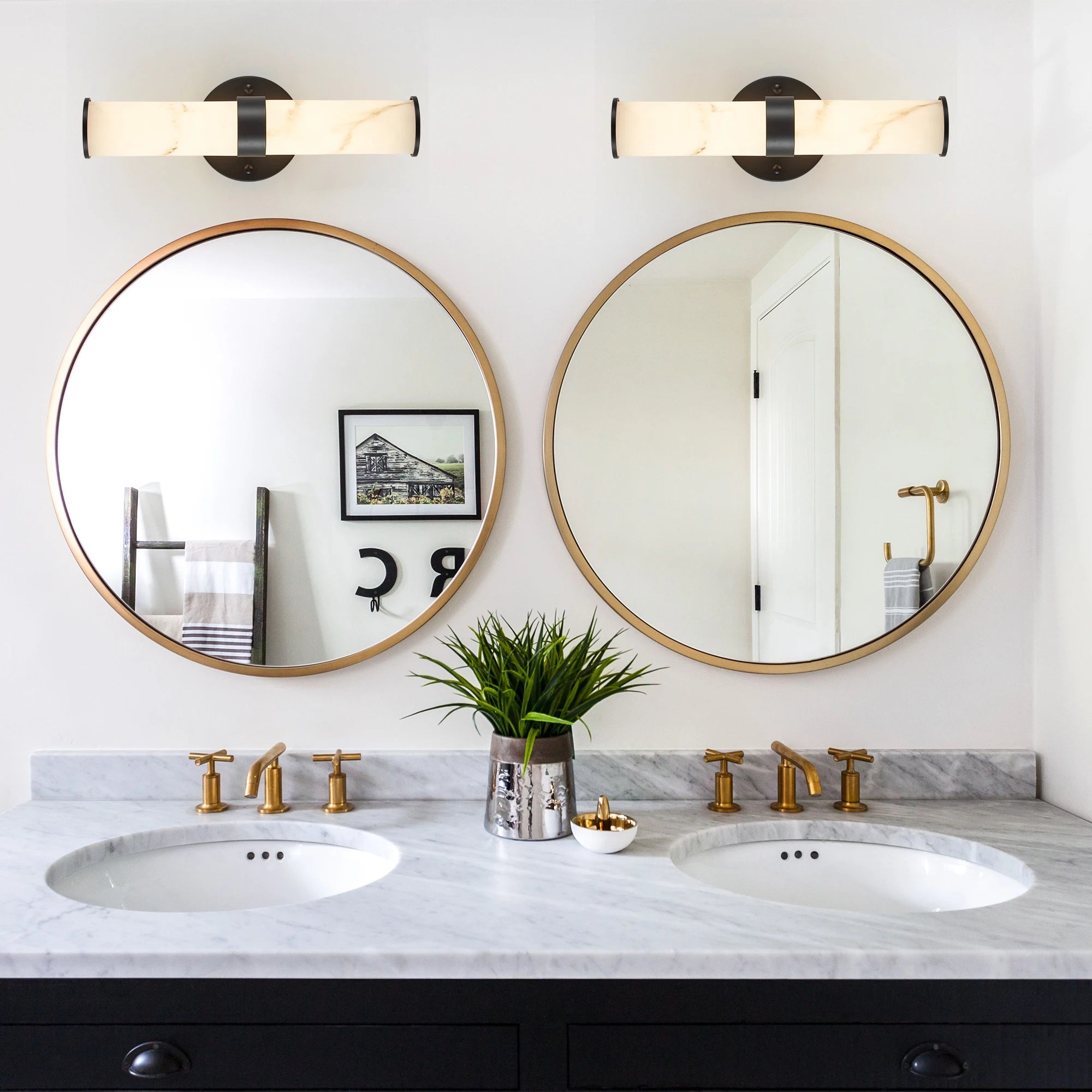 Ship From USA,Resin Marble Texture Wall Light with  Metal Frame,Set of 2,Elegant Lighting Fixtures (Only Indoor)