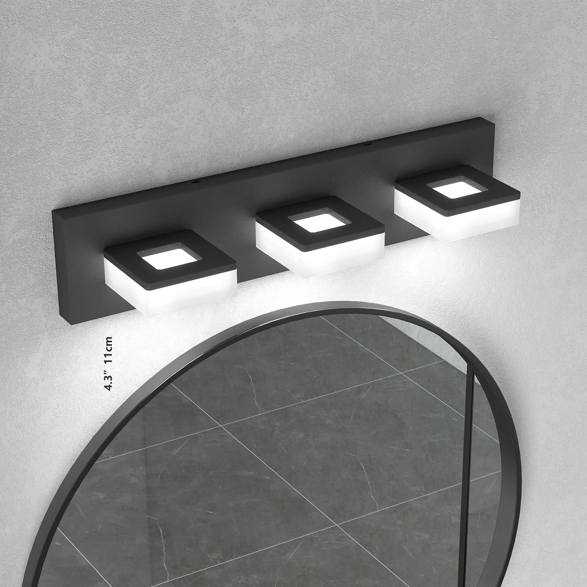 Ship From USA,LED Modern Bathroom Vanity Light Fixtures (3-Light, 20-Inch), Matte Black Modern Acrylic Bathroom Wall Lighting
