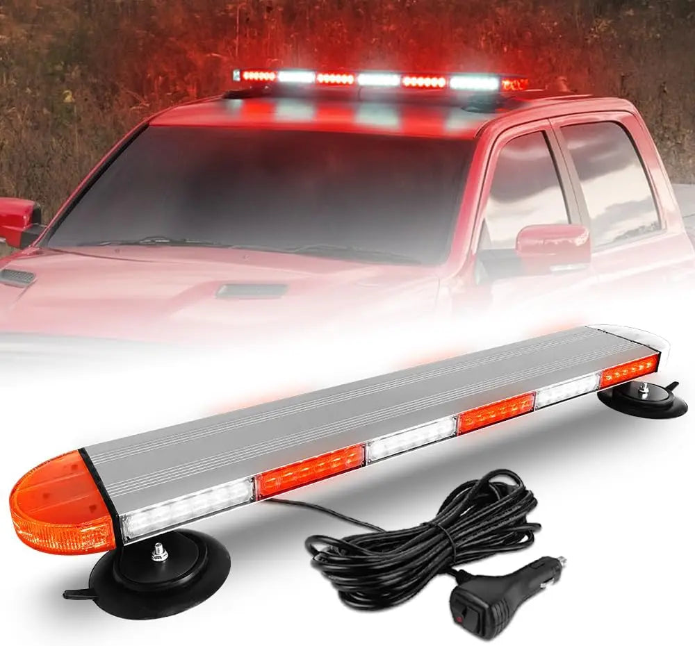 31 Inch Low Profile Rooftop Emergency Strobe Light Bar Full Aluminum 12V 1200 Lumens 130W Flashing Safety Warning for Car
