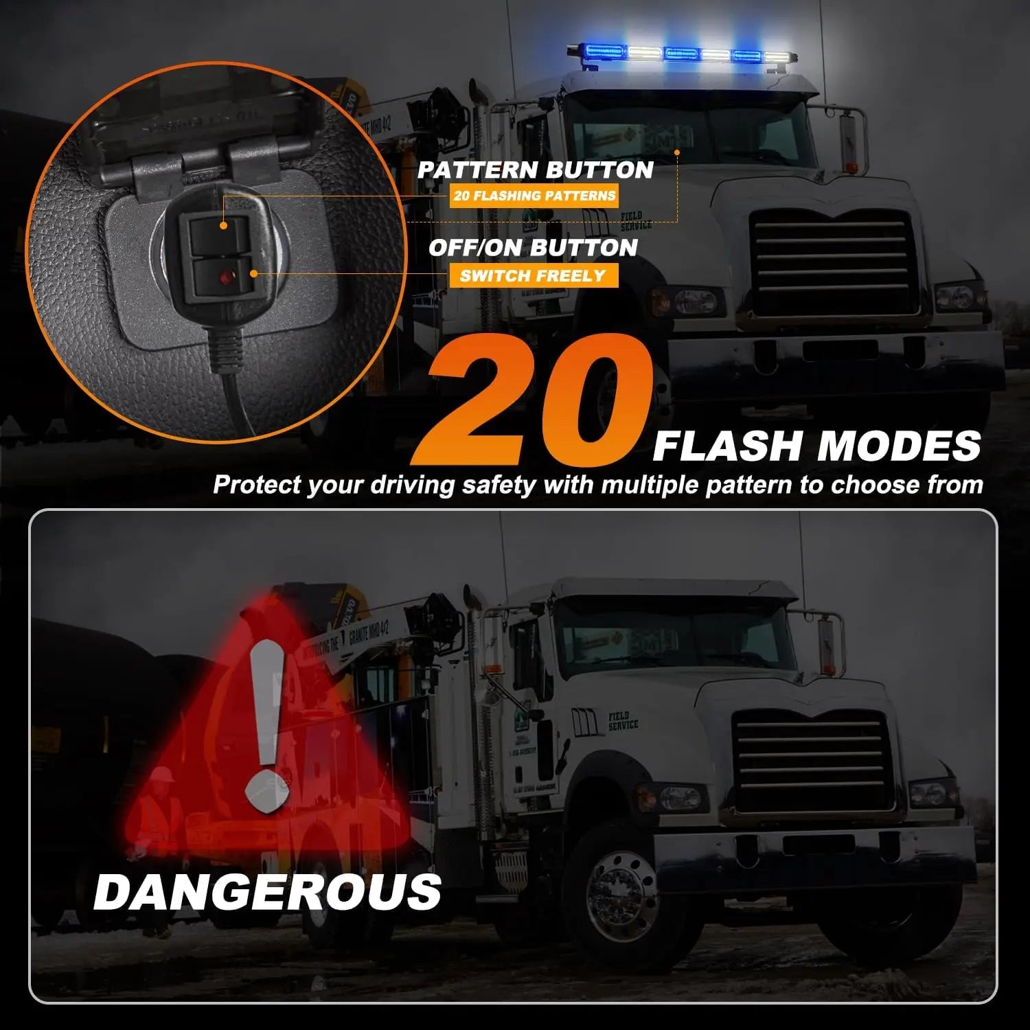 26inch 126 LED Emergency Rooftop Strobe Light Bar Controller Double-Side Warning Hazard OLIVER Fitment Traffic Light