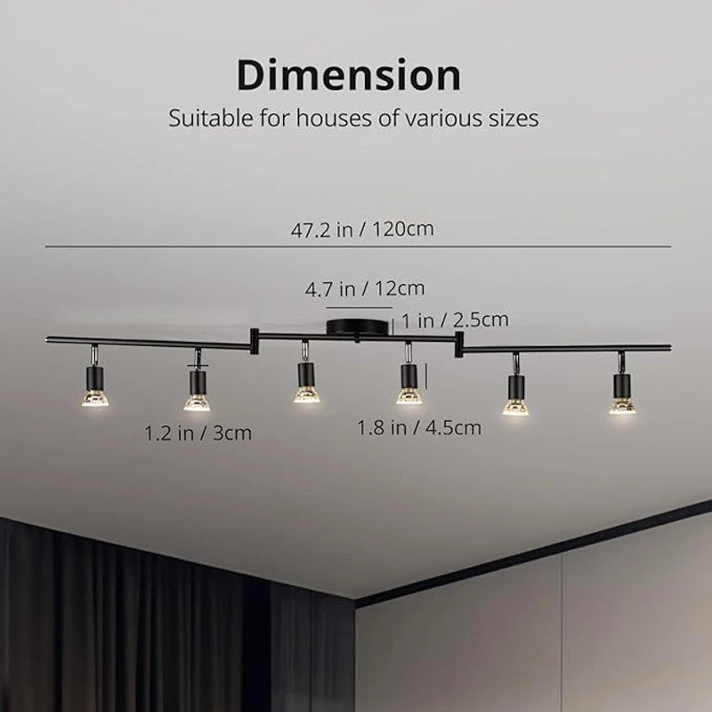 Modern LED Track Lighting 4 Heads Rotatable Spot Lights Dimmable Ceiling Mounted Fixture for Living Room Kitchen Hallway Hotel