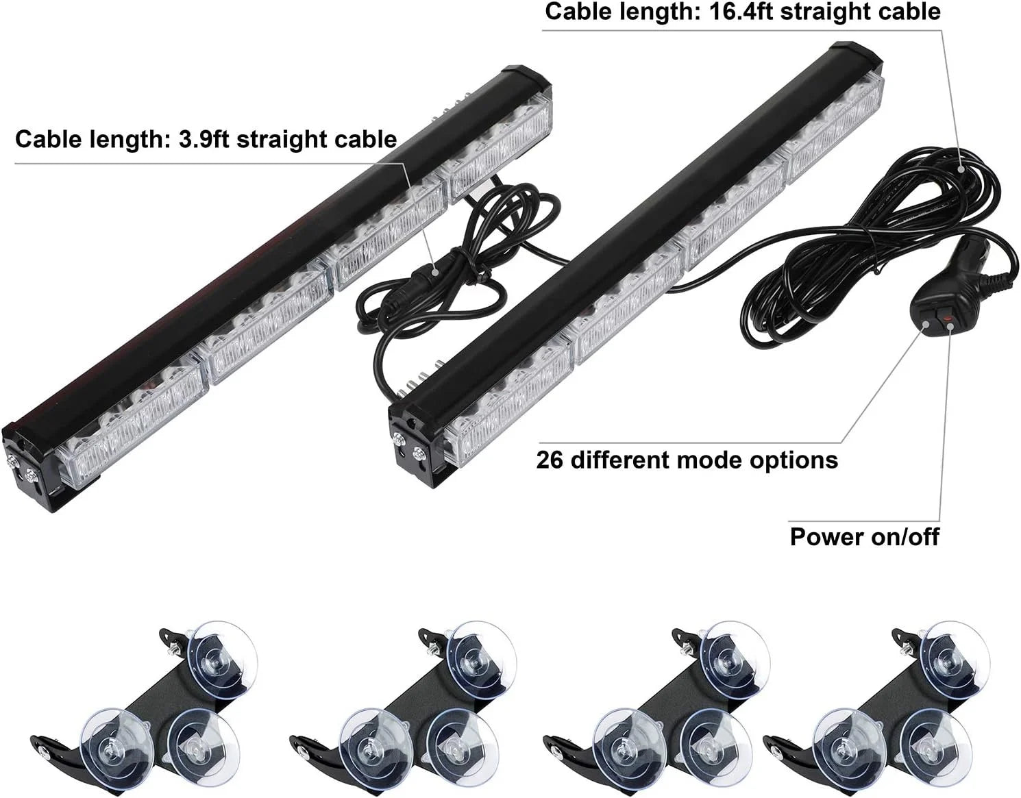 16.8-Inch Light Bar 32LED 26 Flash Patterns Emergency Flashing Traffic Advisor for Interior Safety New Condition Amber/Green