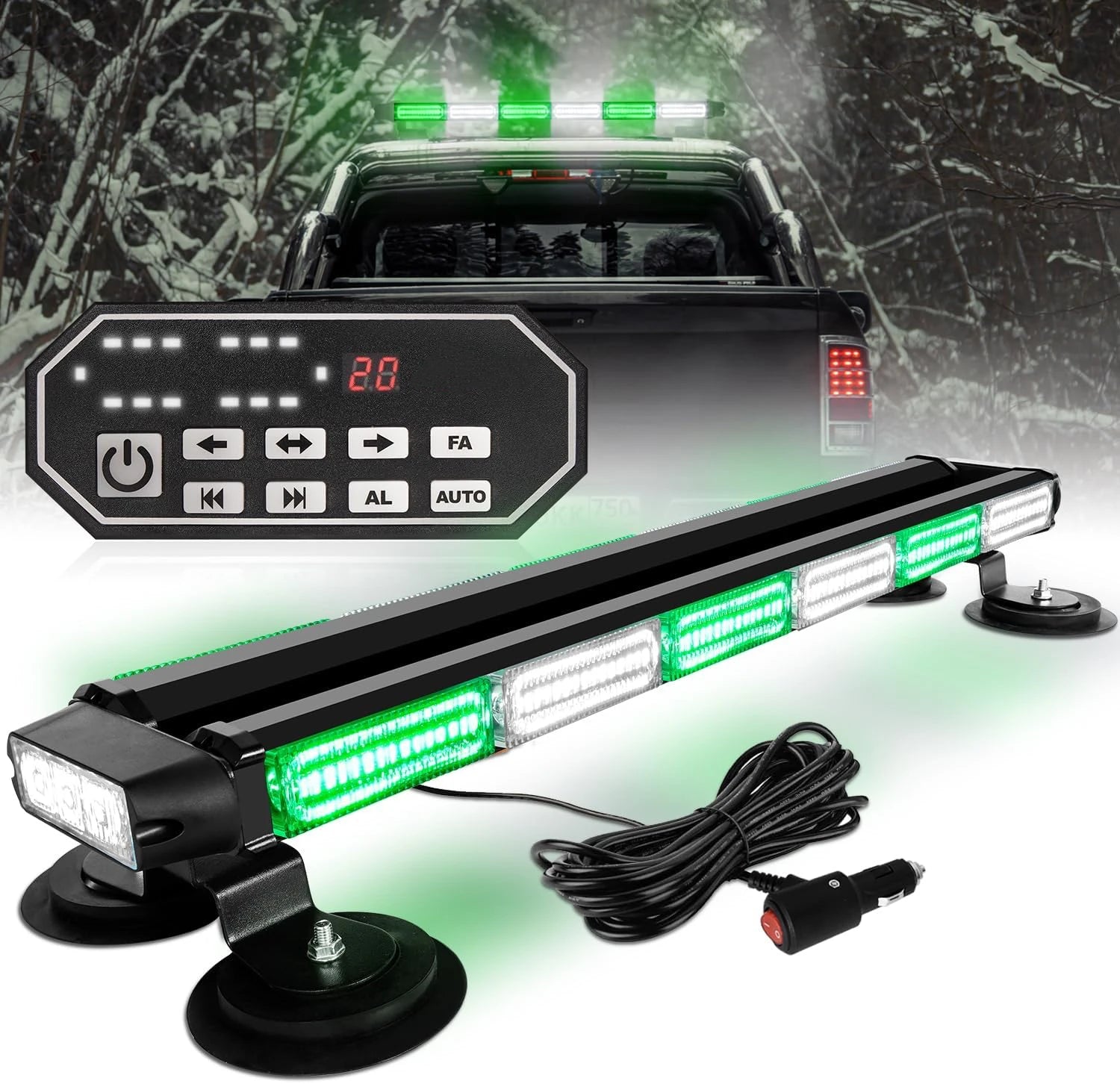 26inch 126 LED Emergency Rooftop Strobe Light Bar Controller Double-Side Warning Hazard OLIVER Fitment Traffic Light
