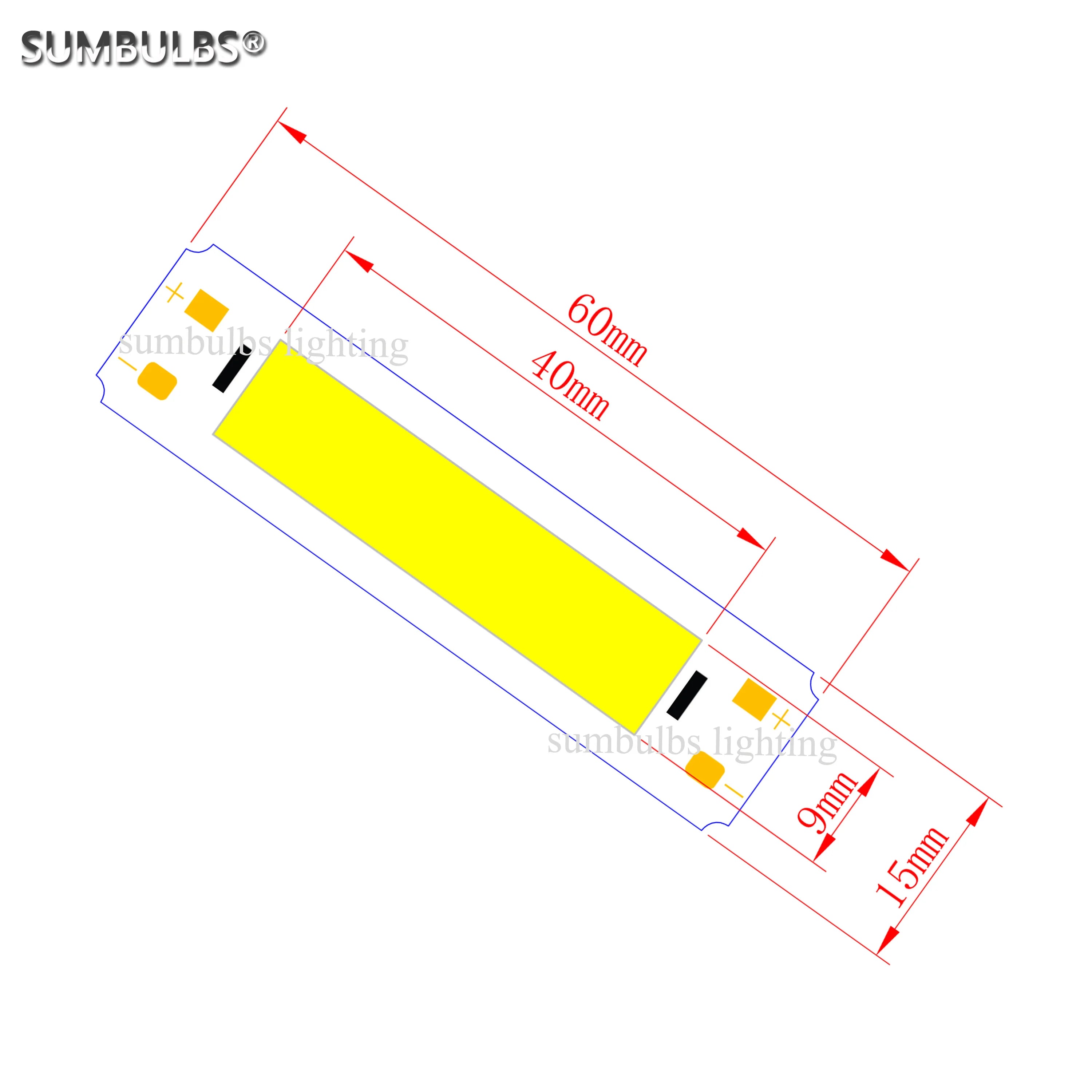 SUMBULBS 5V Input COB LED Bulb Strip Light Source for DIY USB LED Lighting 2W 60*15mm 6cm Bar Lamp Chip Warm Cold White
