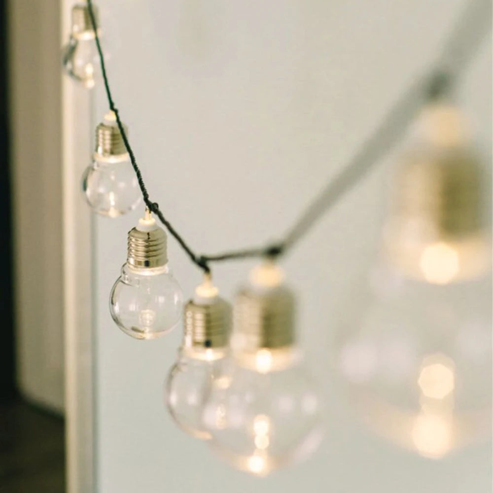 Festoon Led Wedding String Lights Christmas Globe Bulb Fairy Lamps Garland For Party Terrace Home Decoration