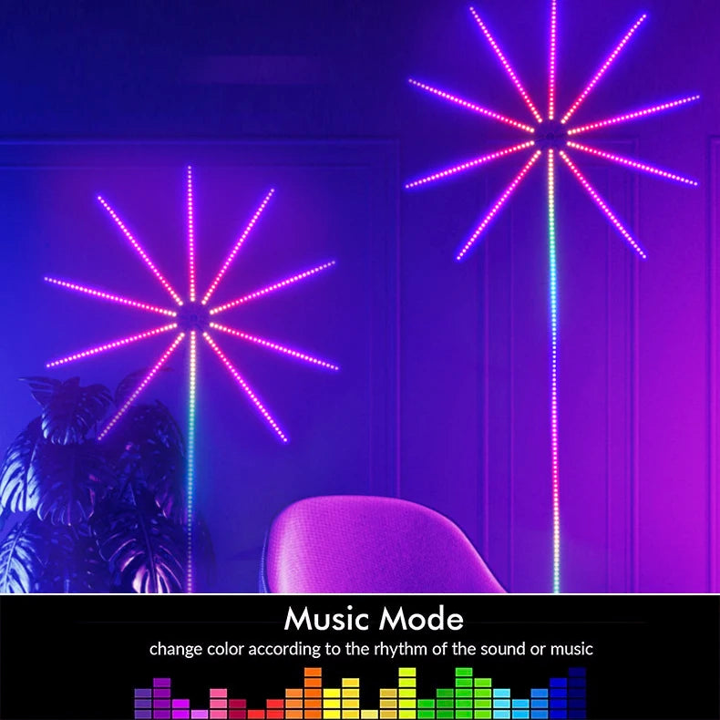 5V USB 5050 RGBIC Indoor Christmas Decoration Music Sync Smart Phone Blue Tooth App Control LED Fireworks Lights