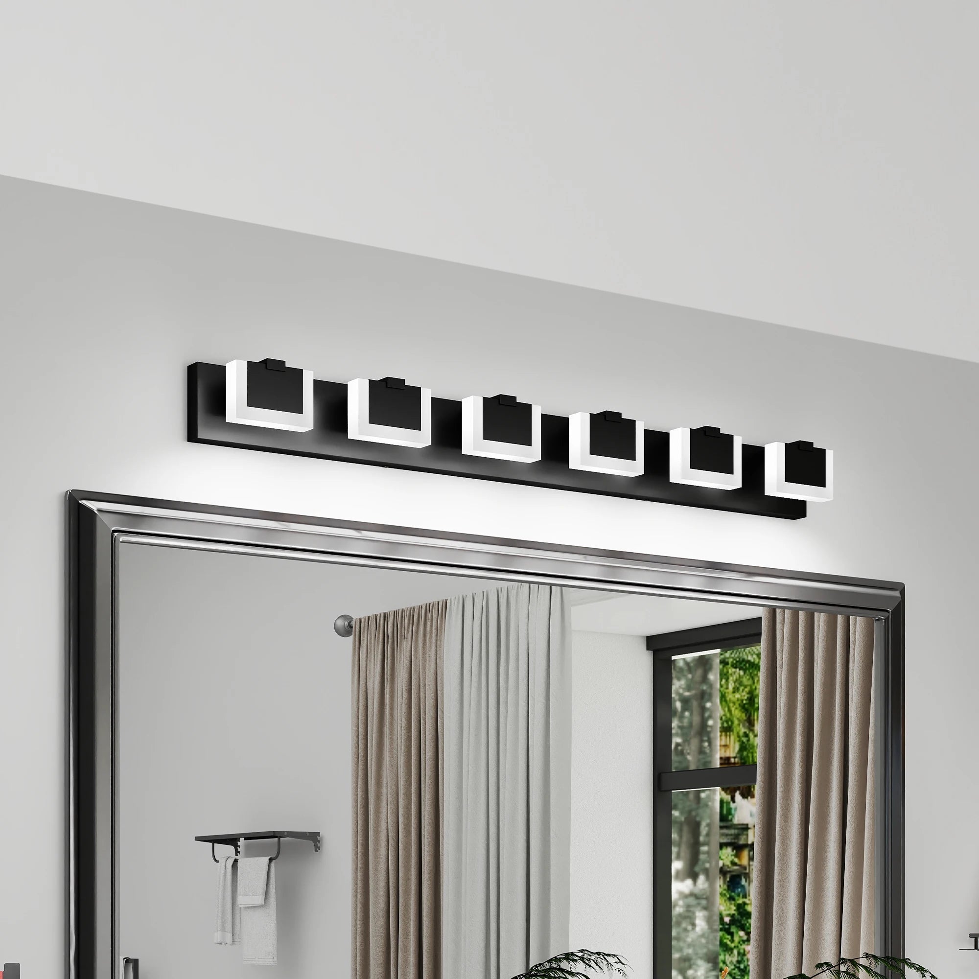Ship in USA,LED Black Modern Vanity Light 6 Light Matte Black Bathroom Vanity Lights Acrylic Bathroom Vanity Lights Fixtures