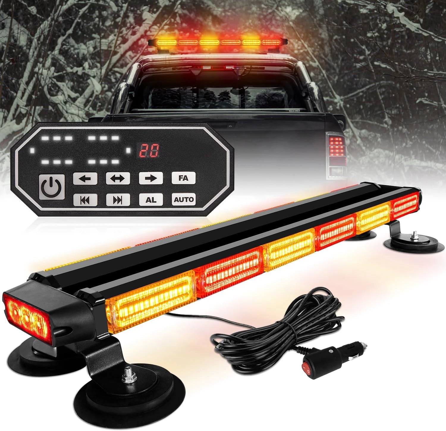 26inch 126 LED Emergency Rooftop Strobe Light Bar Controller Double-Side Warning Hazard OLIVER Fitment Traffic Light