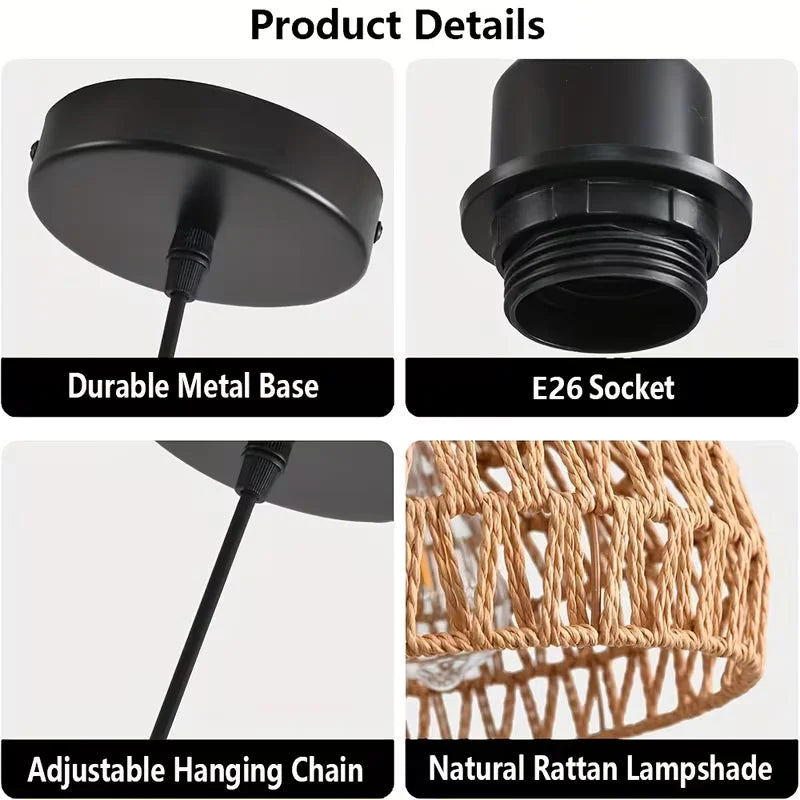 New Chinese-style Rattan Pendant Light Hand Woven Hanging Lights for Hotel Tea Room Dining Room Living Room