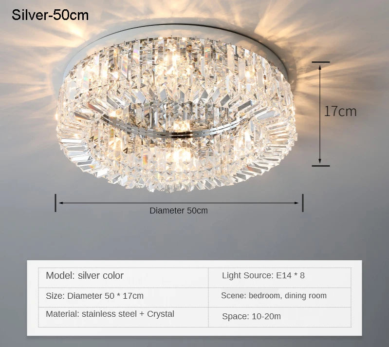 New modern crystal ceiling lamp chrome Gold LED ceiling lamp decorative light for living room room E14 Lamp head  lighting