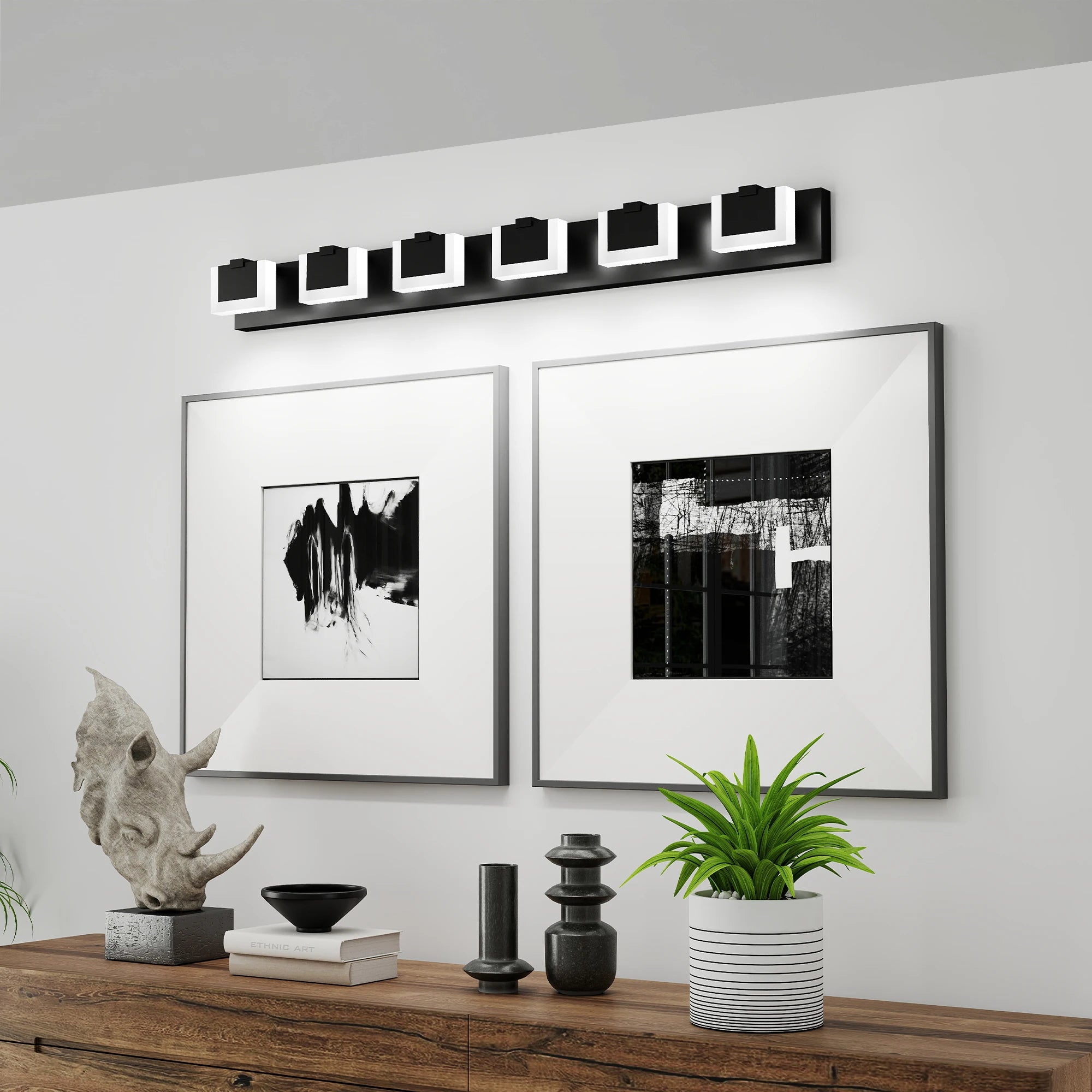 Ship in USA,LED Black Modern Vanity Light 6 Light Matte Black Bathroom Vanity Lights Acrylic Bathroom Vanity Lights Fixtures