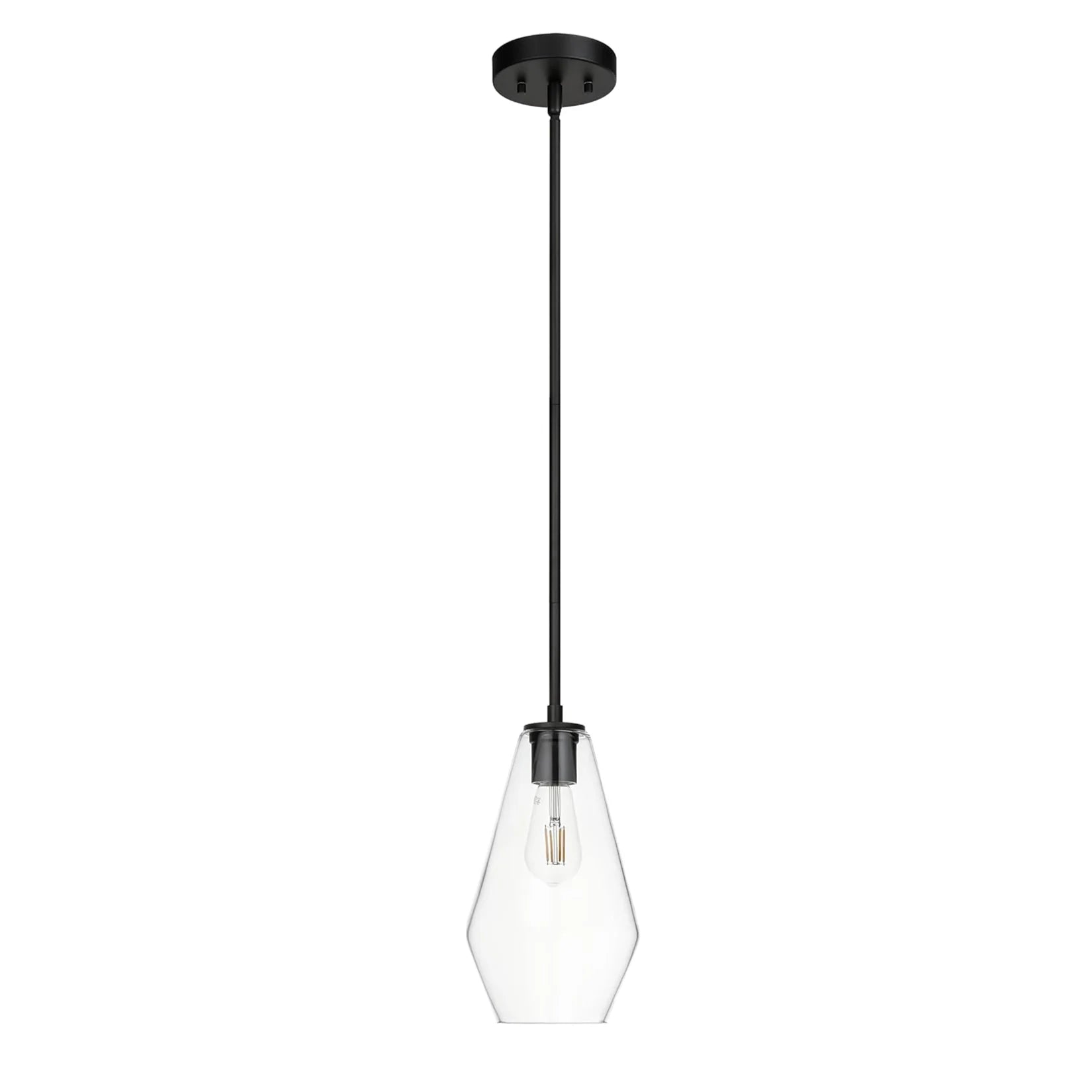 Glass Pendant Lighting Modern 1 Light Kitchen Pendant Light Fixture Black Adjustable Pendant Lamp for Kitchen Island Dining