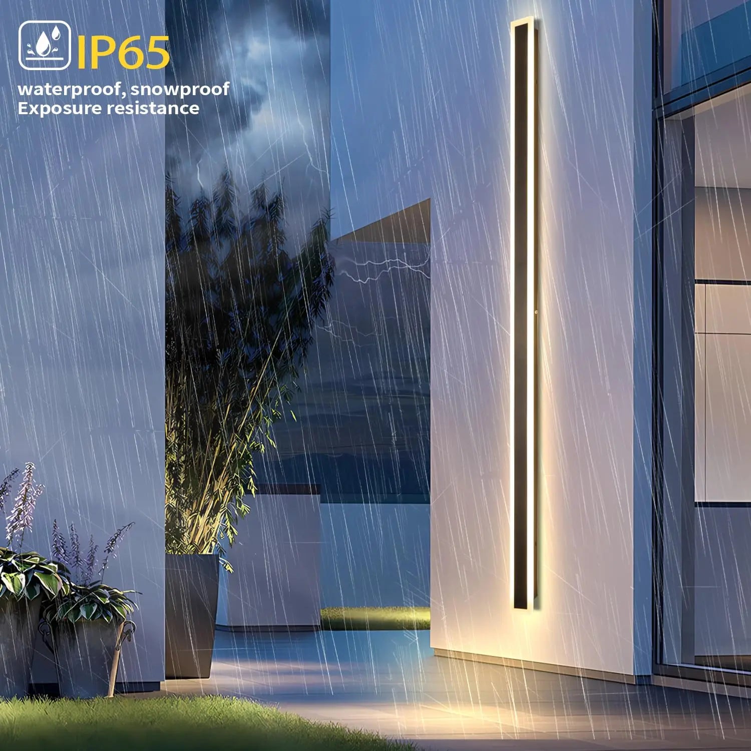 Modern Outdoor Wall Light 3000K-6000K Dimmable Wall Sconces IP65 Waterproof Long Wall Mount Light for Garage Doorway Stairway