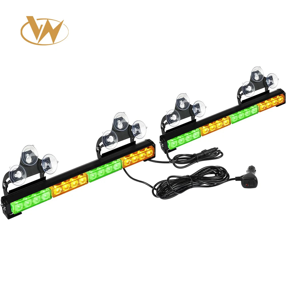 16.8-Inch Light Bar 32LED 26 Flash Patterns Emergency Flashing Traffic Advisor for Interior Safety New Condition Amber/Green